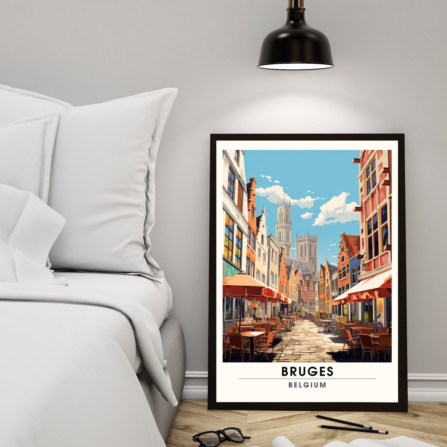 Affiche Bruges- Impression de voyage Bruges - Impression Bruges - Collection Souvenirs Belgique