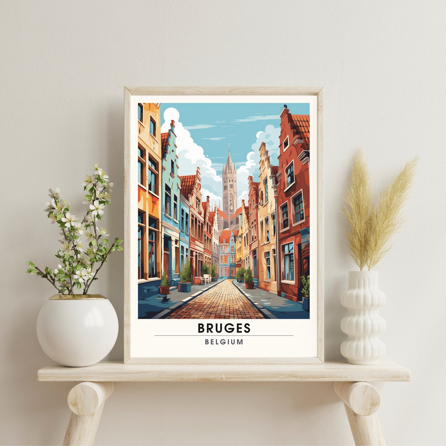 Affiche Bruges- Impression de voyage Bruges - Impression Bruges - Collection Souvenirs Belgique