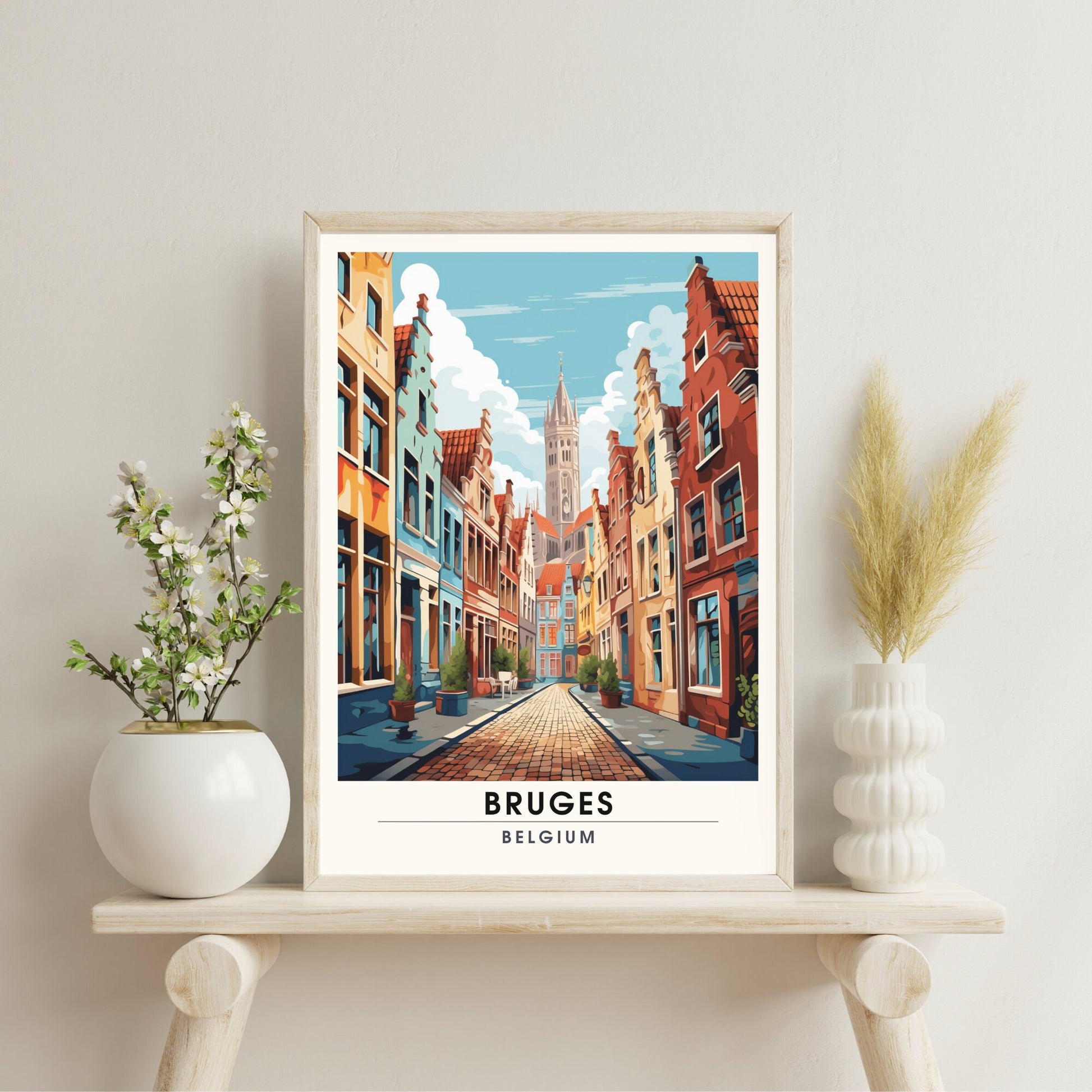 Affiche Bruges- Impression de voyage Bruges - Impression Bruges - Collection Souvenirs Belgique