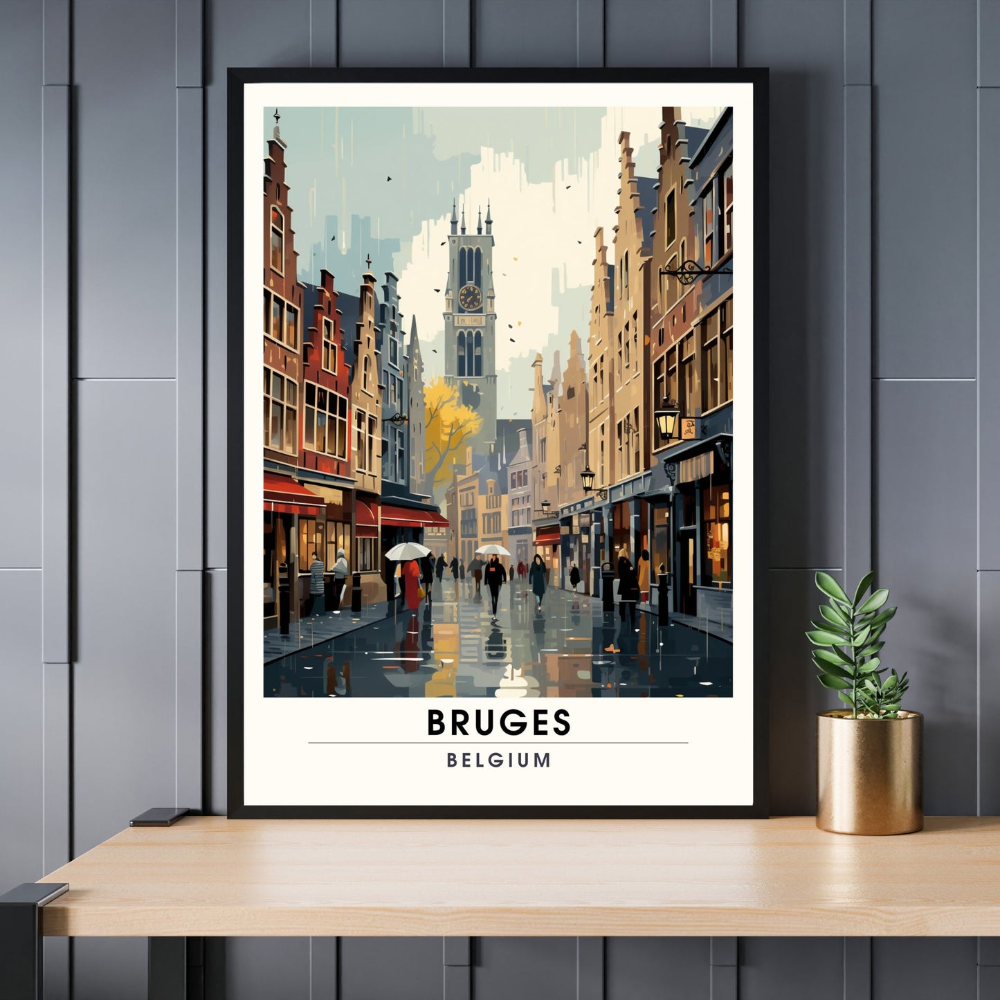 Affiche Bruges- Impression de voyage Bruges - Impression Bruges - Collection Souvenirs Belgique