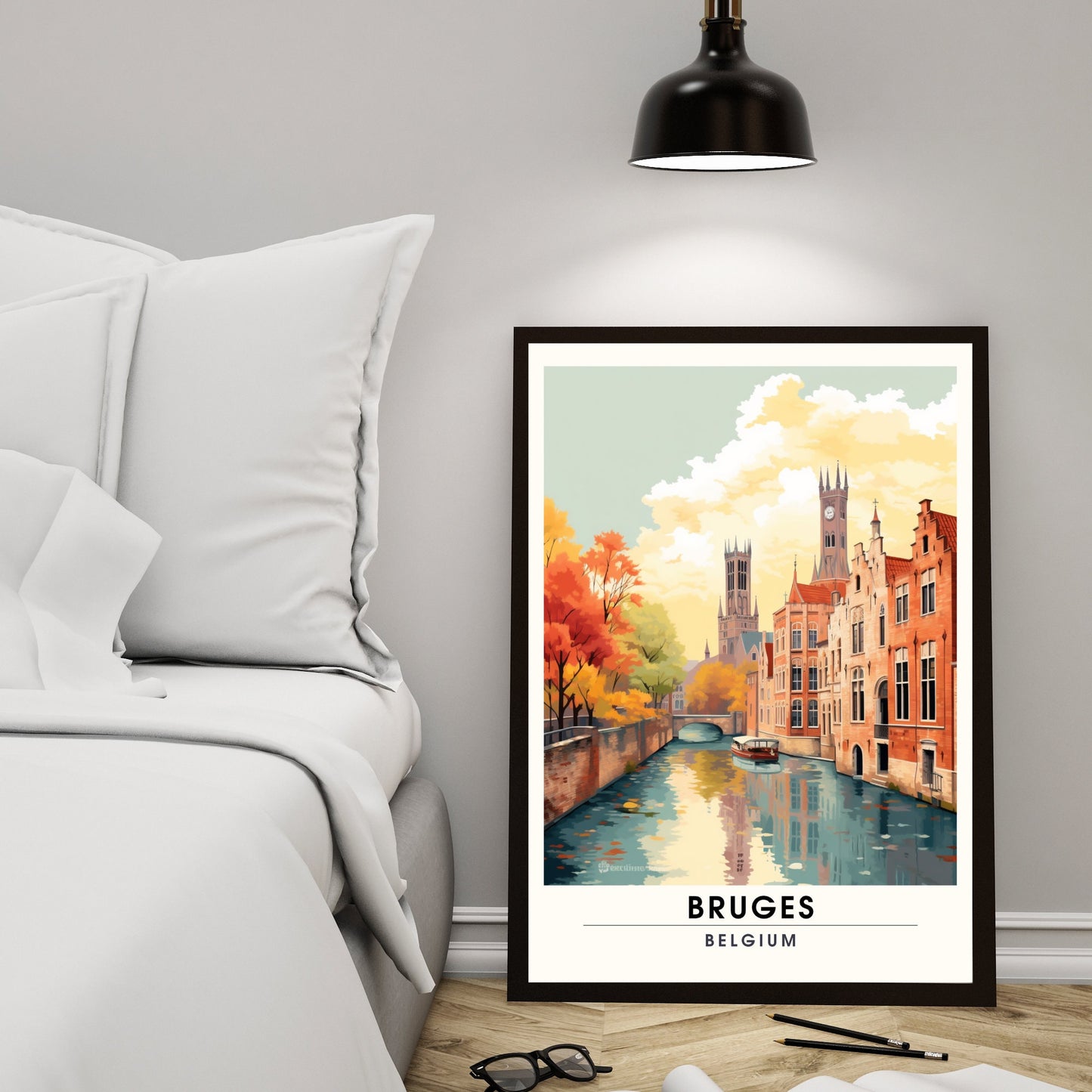 Affiche Bruges- Impression de voyage Bruges - Impression Bruges - Collection Souvenirs Belgique