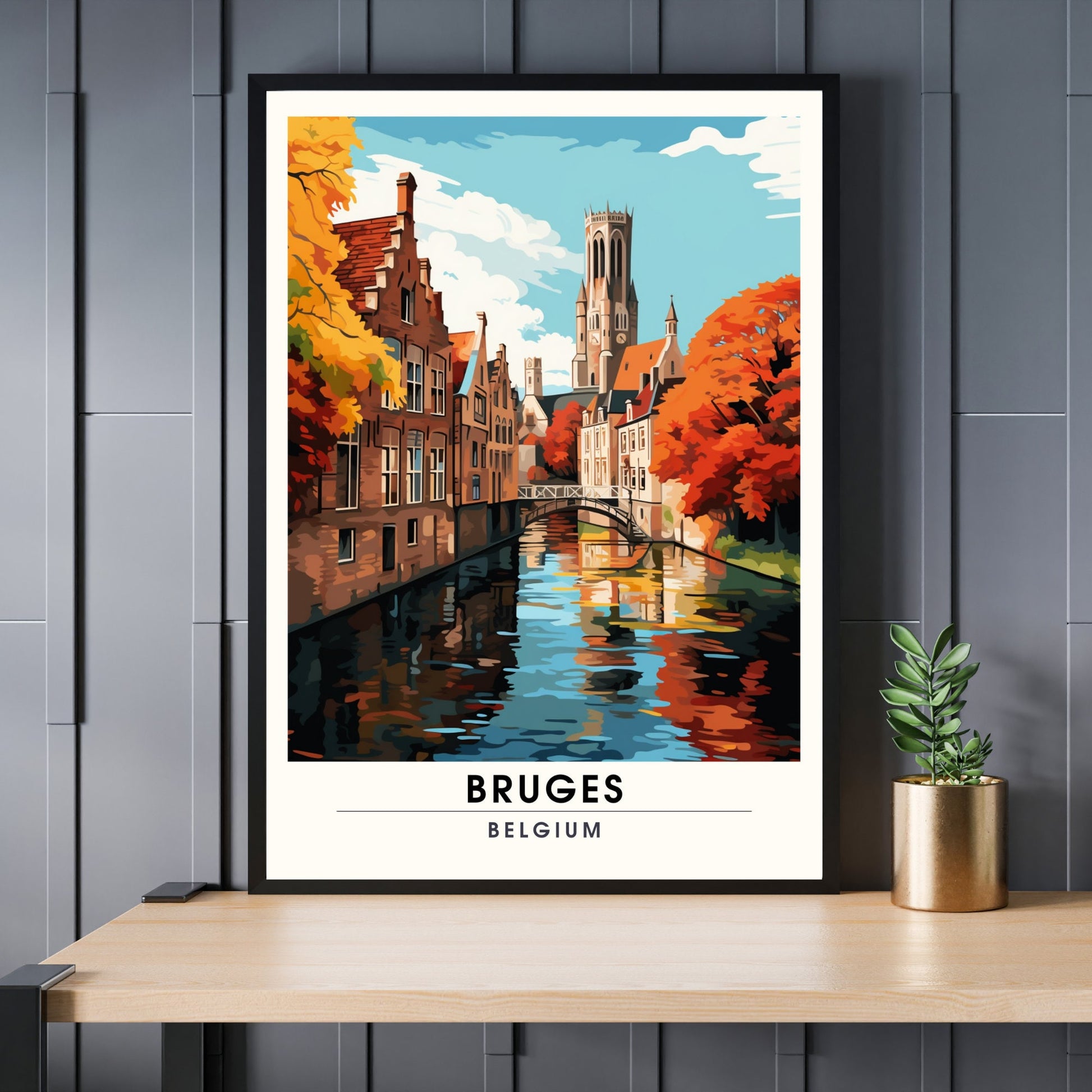 Affiche Bruges- Impression de voyage Bruges - Impression Bruges - Collection Souvenirs Belgique