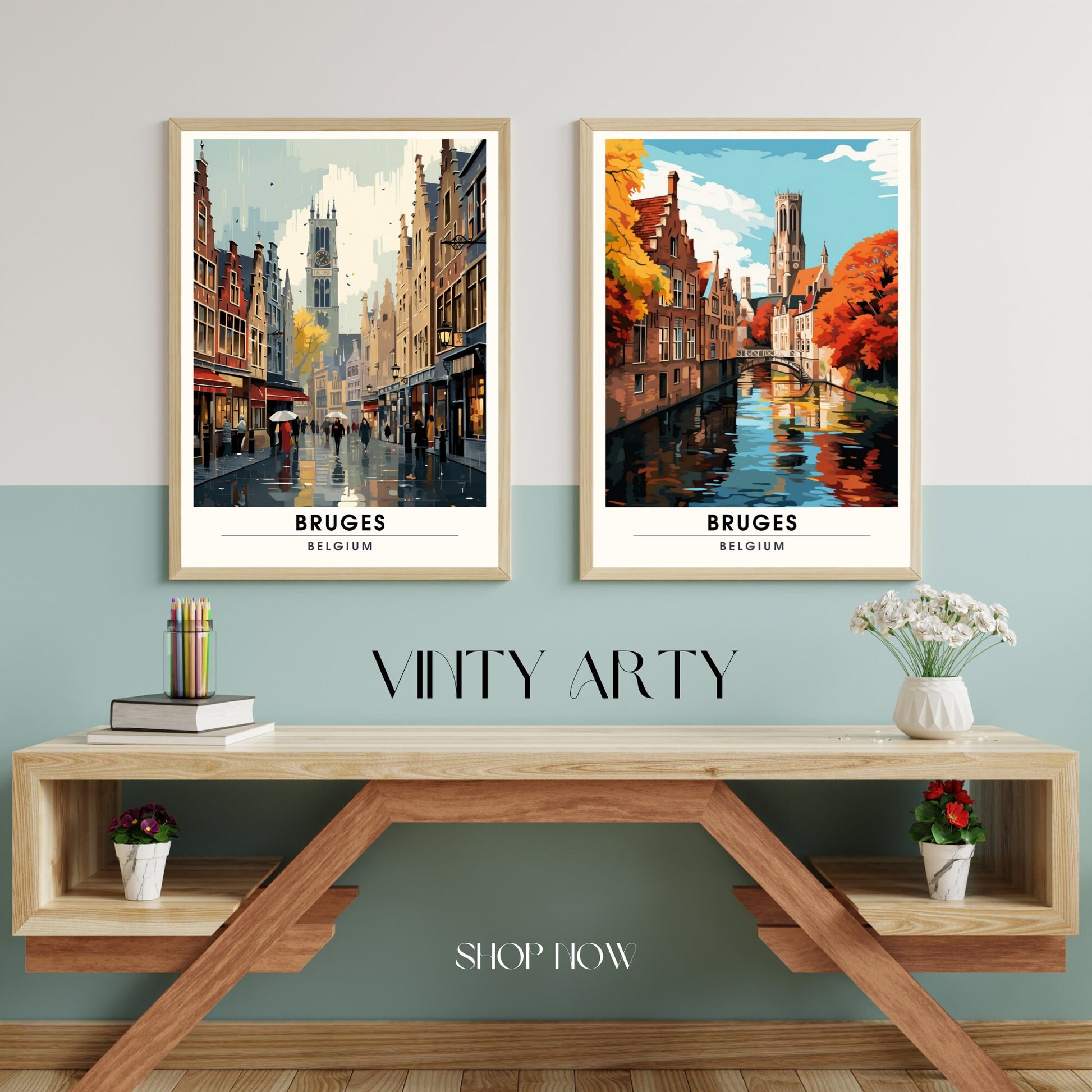 Affiche Bruges- Impression de voyage Bruges - Impression Bruges - Collection Souvenirs Belgique