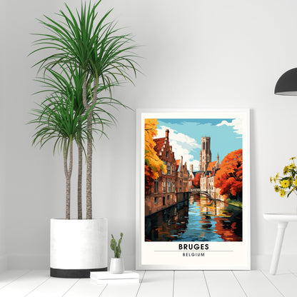 Affiche Bruges- Impression de voyage Bruges - Impression Bruges - Collection Souvenirs Belgique