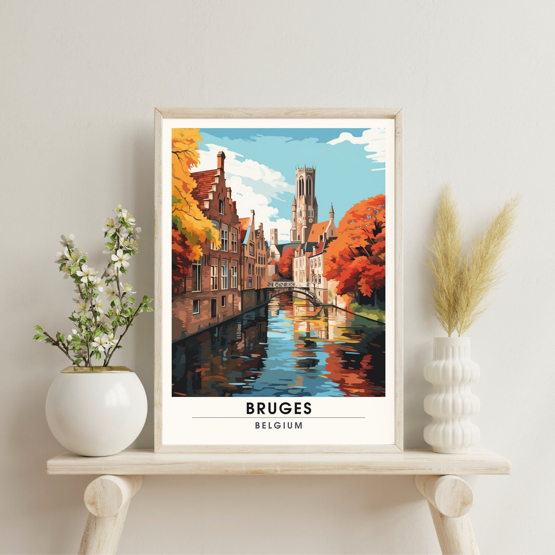 Affiche Bruges- Impression de voyage Bruges - Impression Bruges - Collection Souvenirs Belgique