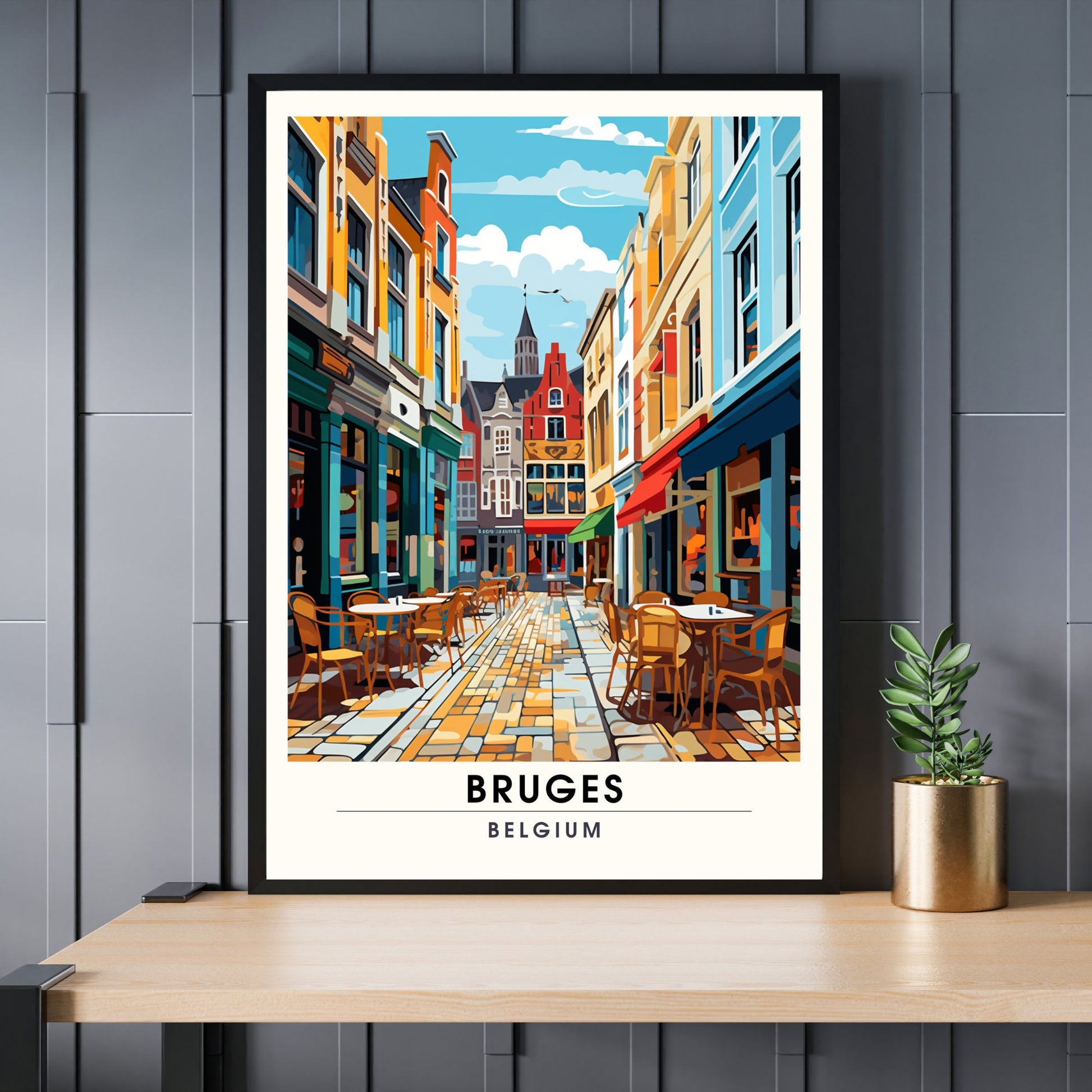 Affiche Bruges- Impression de voyage Bruges - Impression Bruges - Collection Souvenirs Belgique