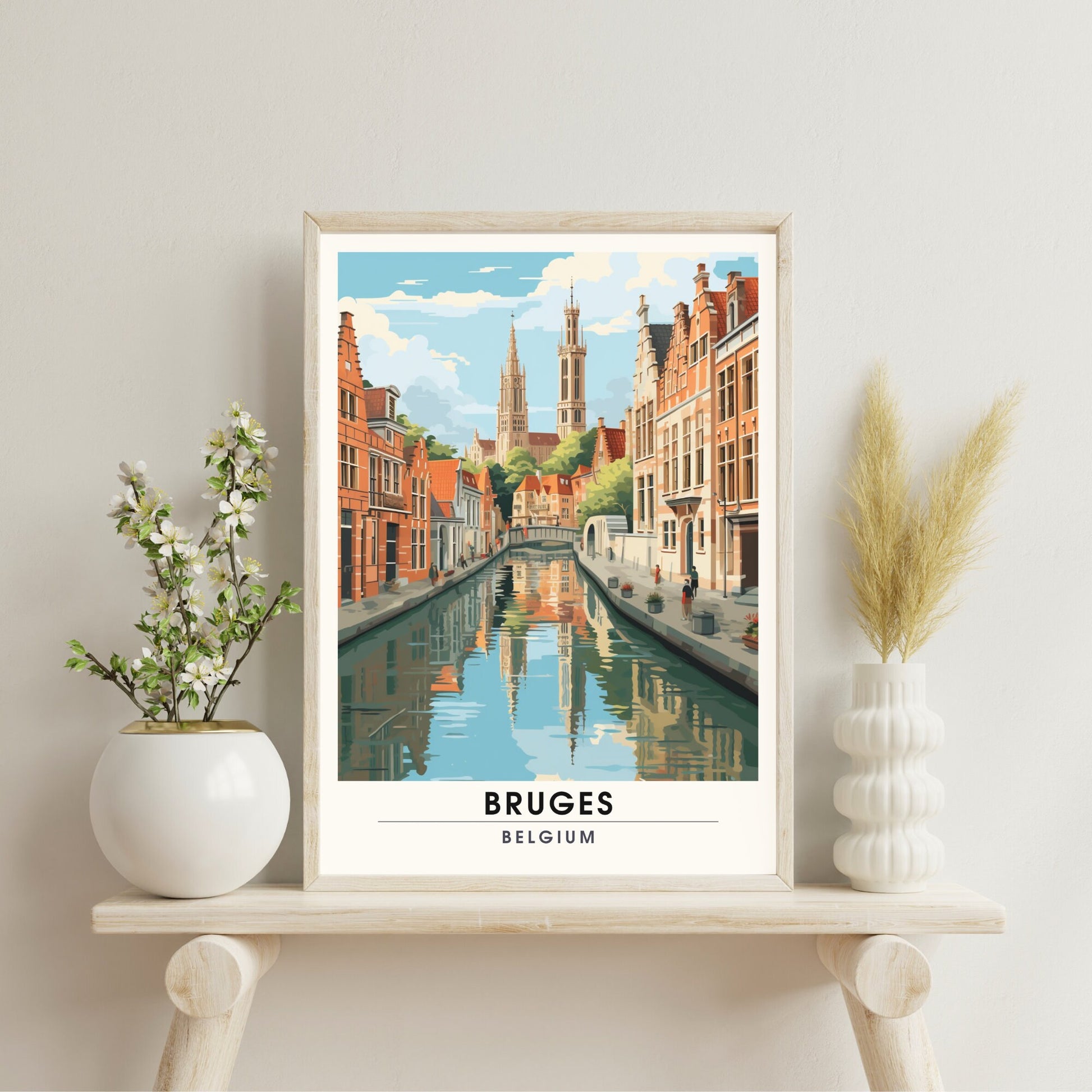 Affiche Bruges- Impression de voyage Bruges - Impression Bruges - Collection Souvenirs Belgique