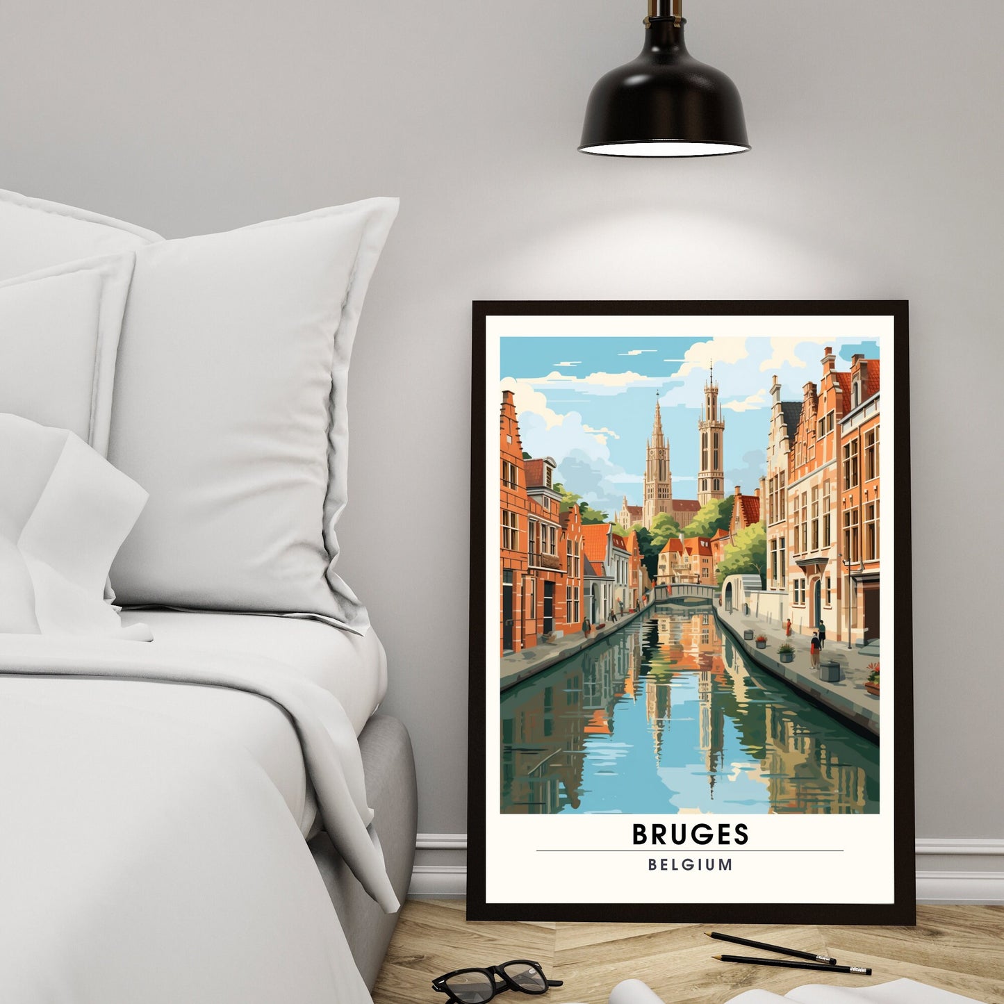 Affiche Bruges- Impression de voyage Bruges - Impression Bruges - Collection Souvenirs Belgique