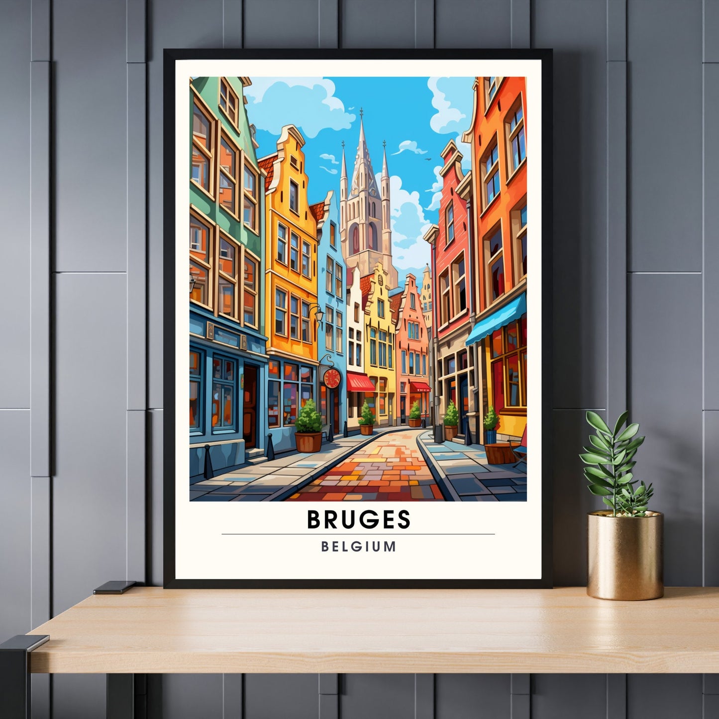 Affiche Bruges- Impression de voyage Bruges - Impression Bruges - Collection Souvenirs Belgique