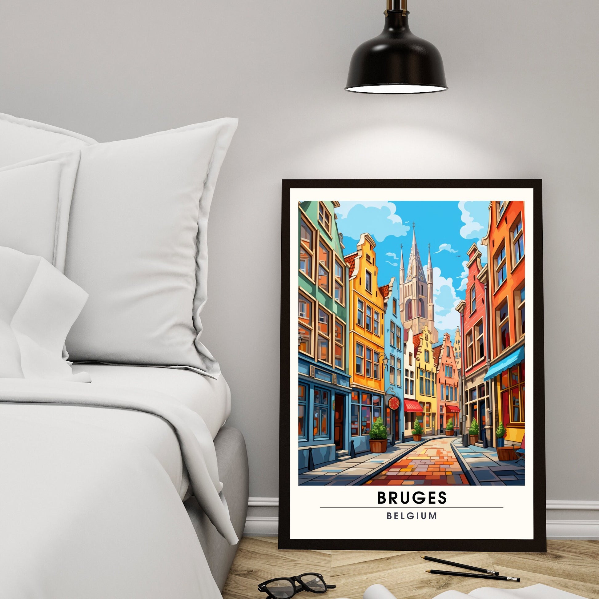 Affiche Bruges- Impression de voyage Bruges - Impression Bruges - Collection Souvenirs Belgique