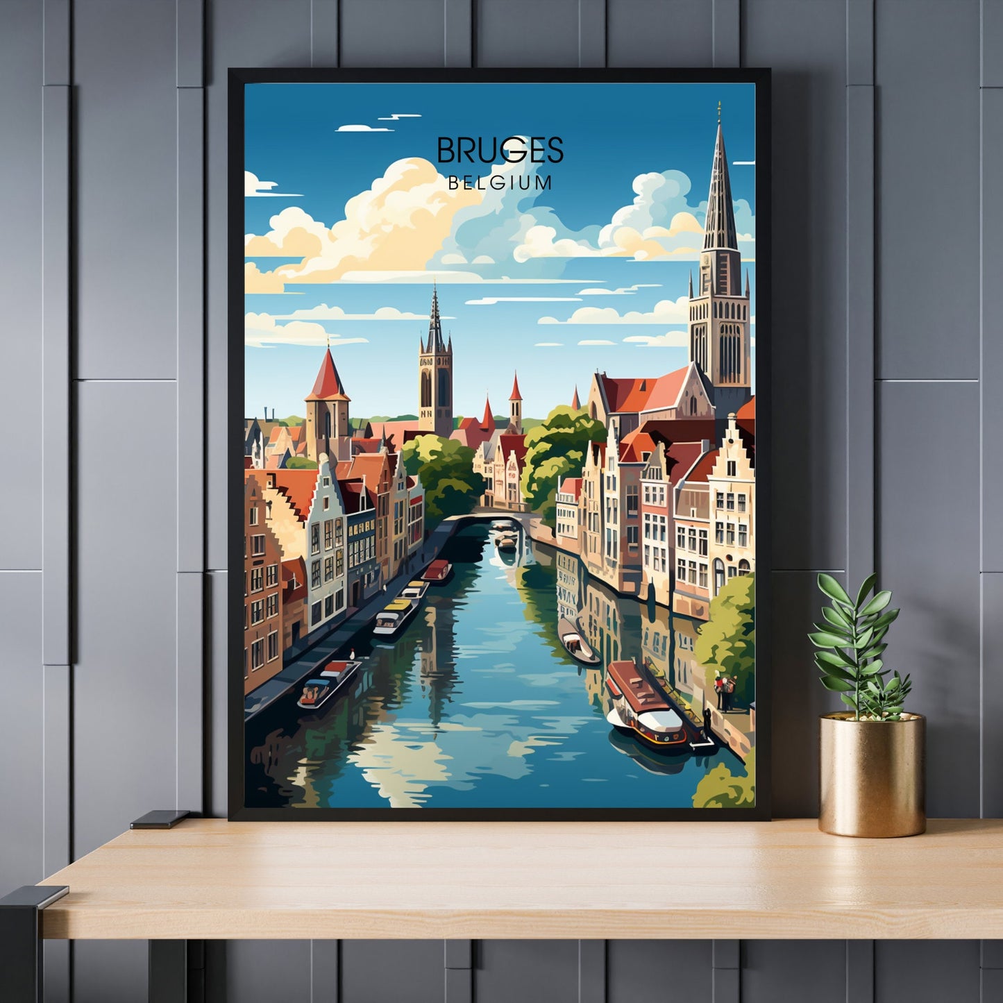 Affiche Bruges- Impression de voyage Bruges - Impression Bruges - Collection Souvenirs Belgique