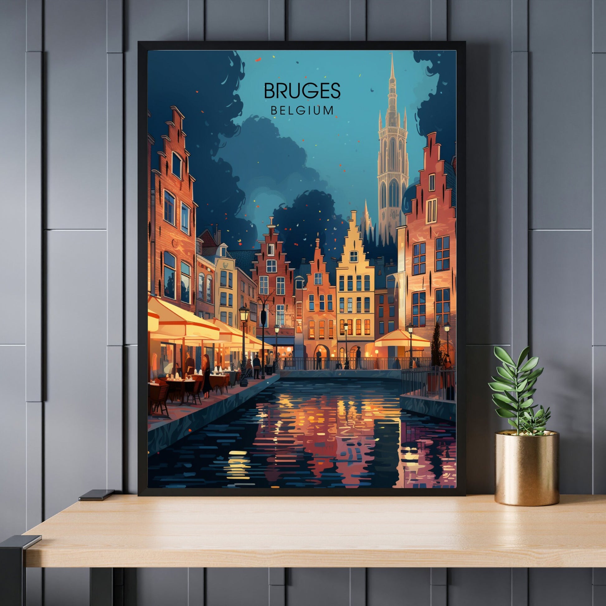 Affiche Bruges- Impression de voyage Bruges - Impression Bruges - Collection Souvenirs Belgique