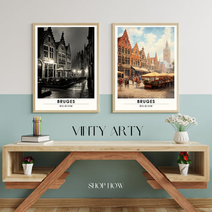 Affiche Bruges- Impression de voyage Bruges - Impression Bruges - Collection Souvenirs Belgique