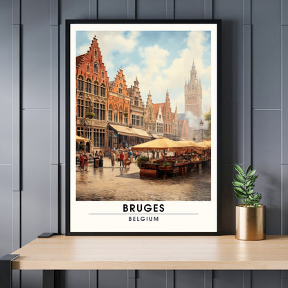 Affiche Bruges- Impression de voyage Bruges - Impression Bruges - Collection Souvenirs Belgique