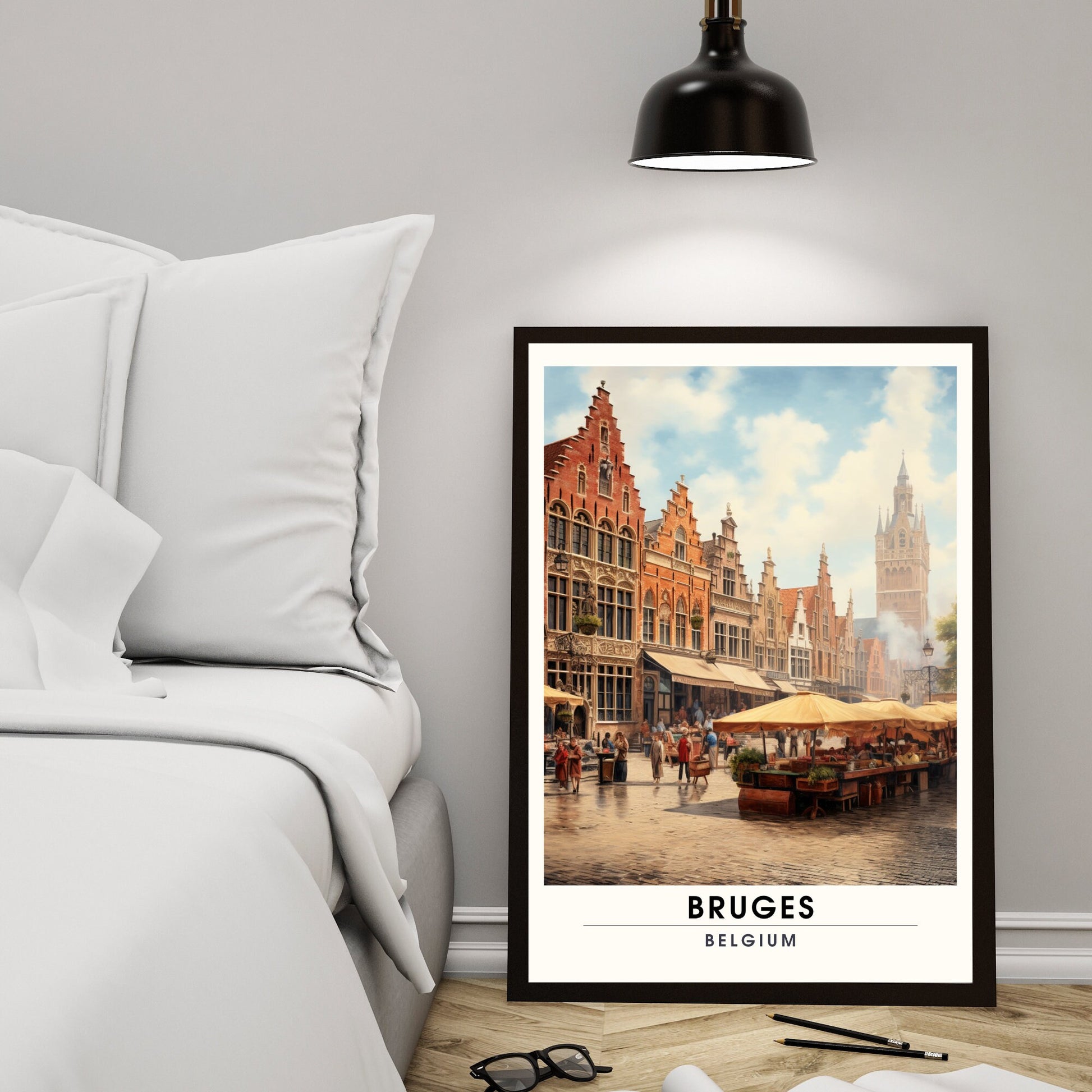 Affiche Bruges- Impression de voyage Bruges - Impression Bruges - Collection Souvenirs Belgique