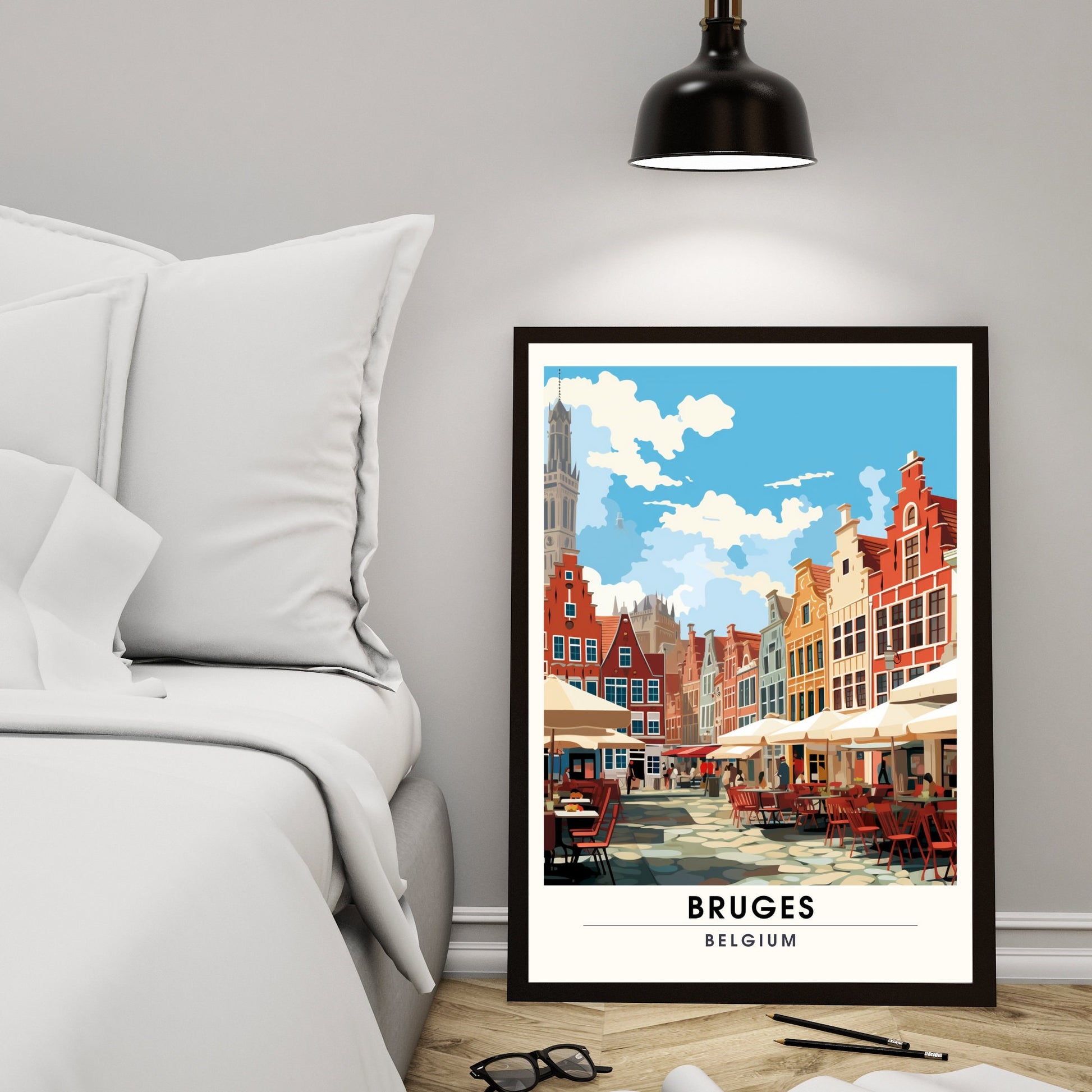 Affiche Bruges- Impression de voyage Bruges - Impression Bruges - Collection Souvenirs Belgique