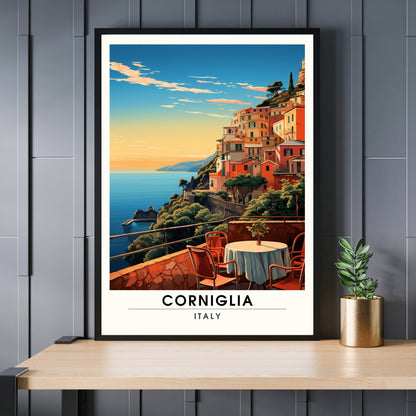 Affiche Corniglia, Italie | impression de voyage Corniglia | affiche de voyage Cinque Terre | la beauté pittoresque de Corniglia