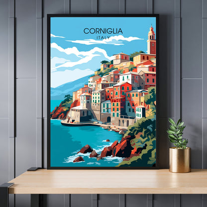 Affiche Corniglia, Italie | impression de voyage Corniglia | affiche de voyage Cinque Terre | Italie