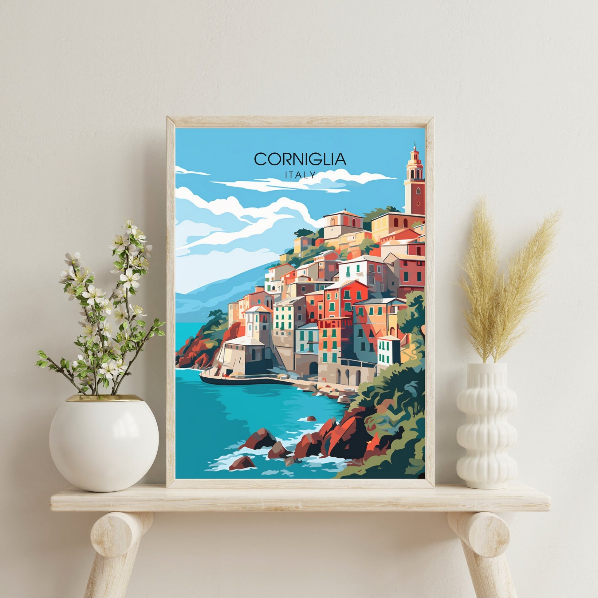 Affiche Corniglia, Italie | impression de voyage Corniglia | affiche de voyage Cinque Terre | Italie