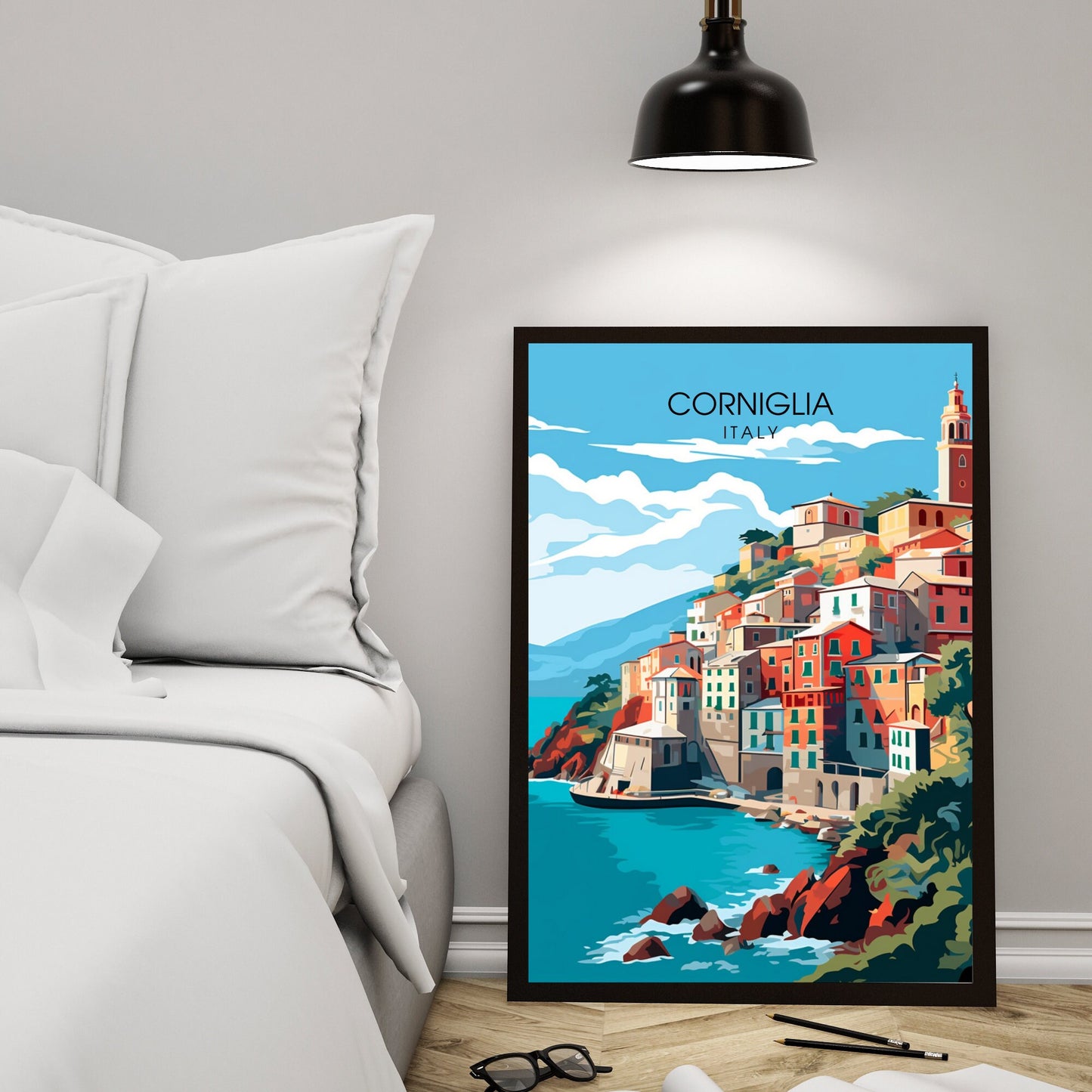 Affiche Corniglia, Italie | impression de voyage Corniglia | affiche de voyage Cinque Terre | Italie