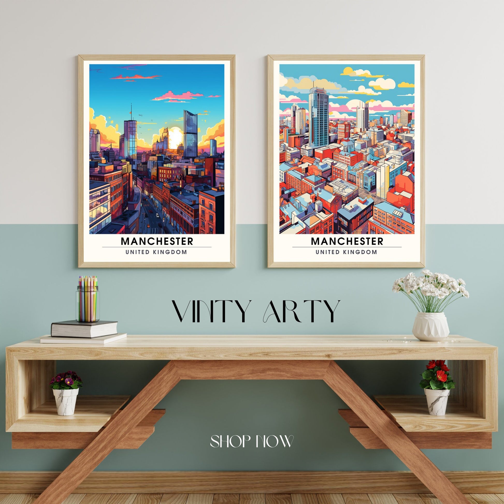 Affiche Manchester | impression de voyage Manchester | affiche de voyage Manchester | Affiche Grande Bretagne