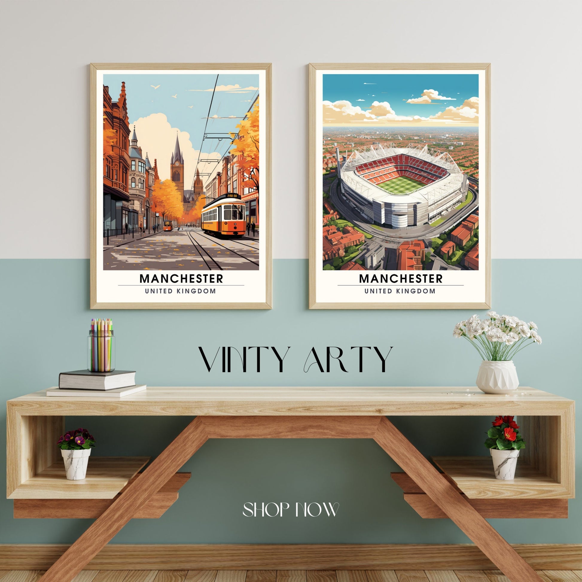 Affiche Manchester | impression de voyage Manchester | affiche de voyage Manchester | Affiche Grande Bretagne