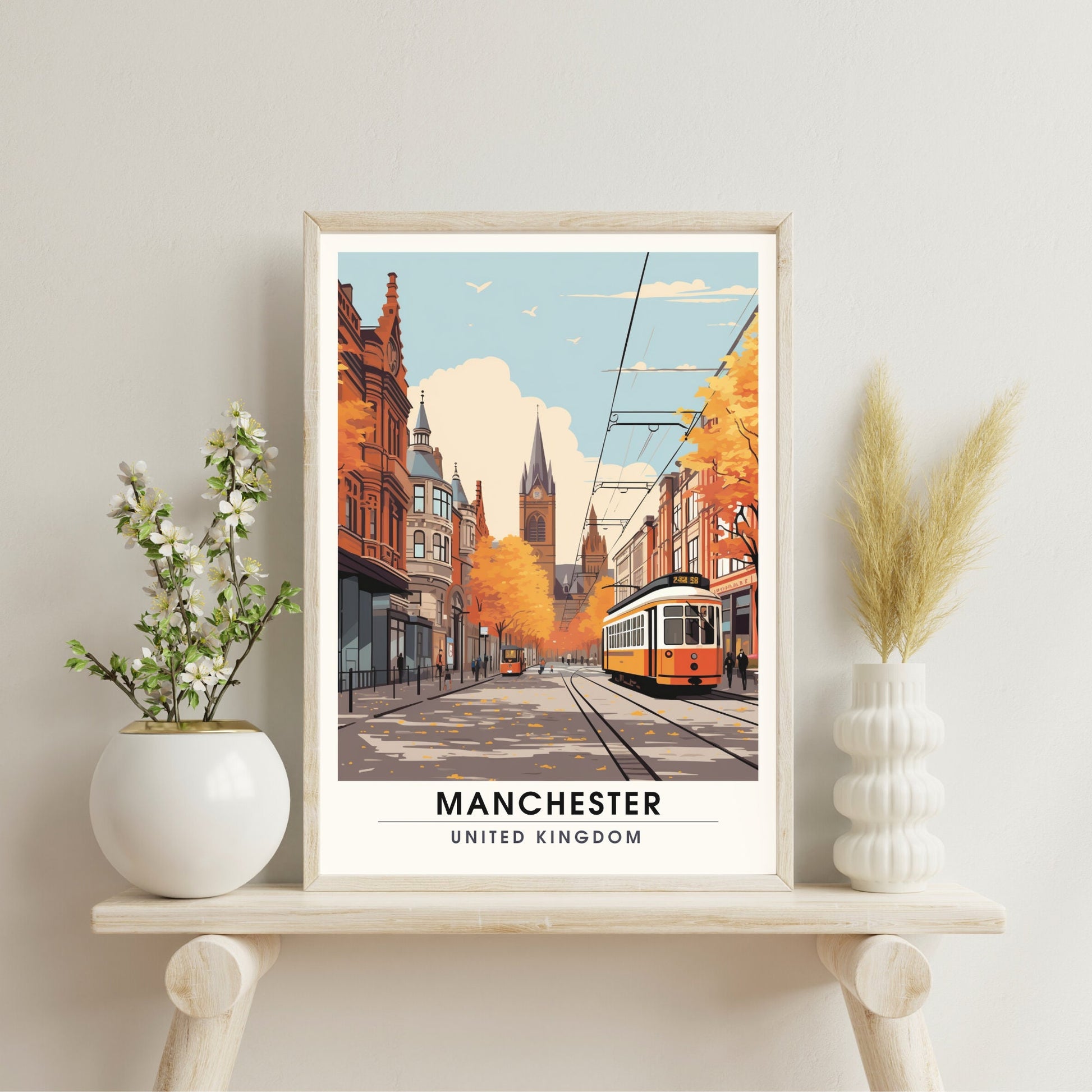 Affiche Manchester | impression de voyage Manchester | affiche de voyage Manchester | Affiche Grande Bretagne