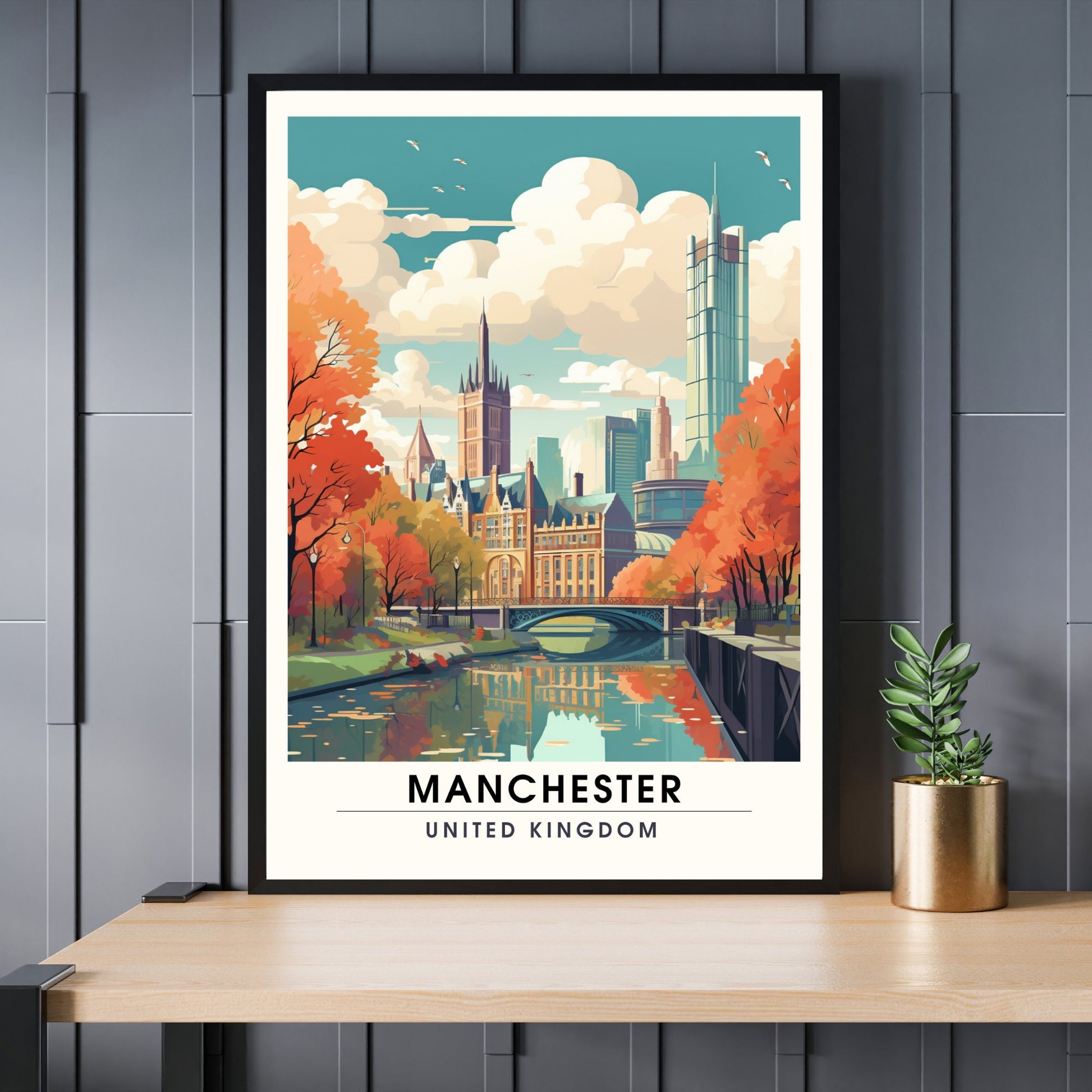 Affiche Manchester | impression de voyage Manchester | affiche de voyage Manchester | Affiche Grande Bretagne