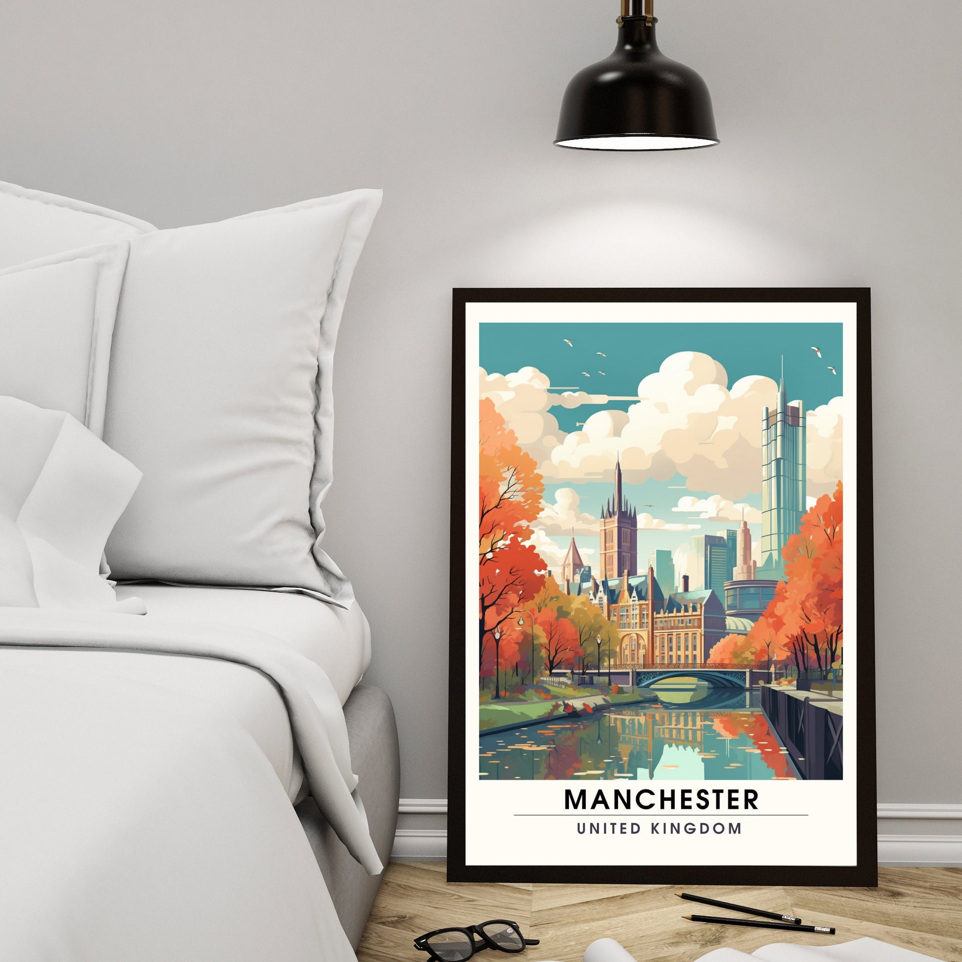 Affiche Manchester | impression de voyage Manchester | affiche de voyage Manchester | Affiche Grande Bretagne