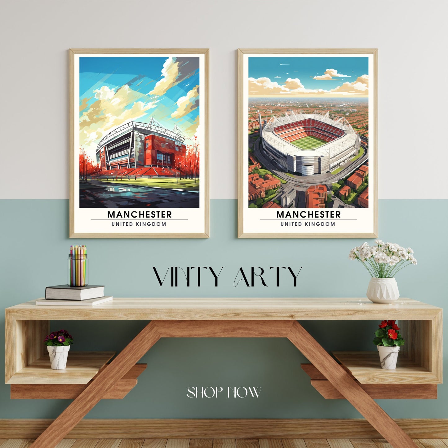 Affiche Manchester | impression de voyage Manchester | affiche de voyage Manchester | Affiche Old Trafford