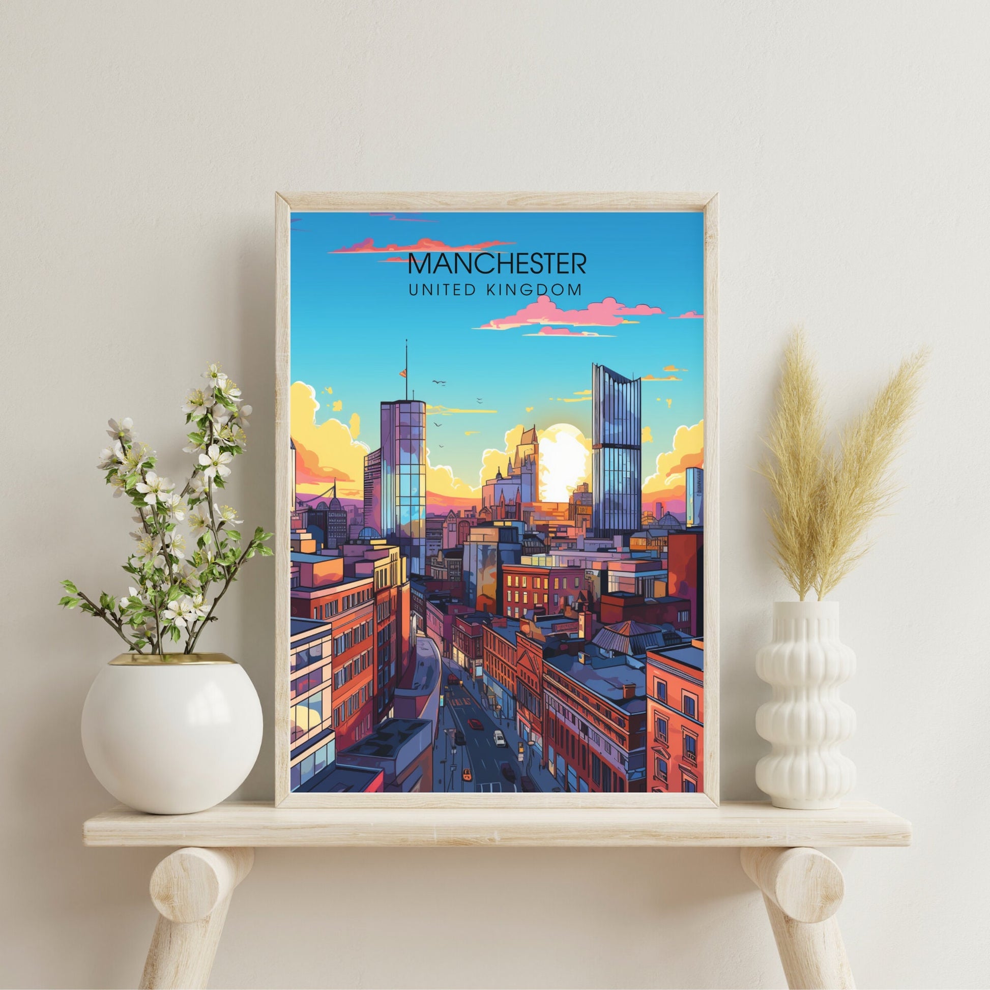 Affiche Manchester | impression de voyage Manchester | affiche de voyage Manchester | Affiche Grande Bretagne