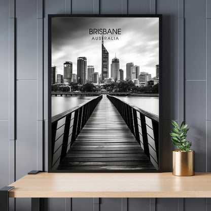 Affiche Brisbane | impression de voyage Brisbane | Impression Brisbane | Affiche Australie | Affiche Noir et blanc