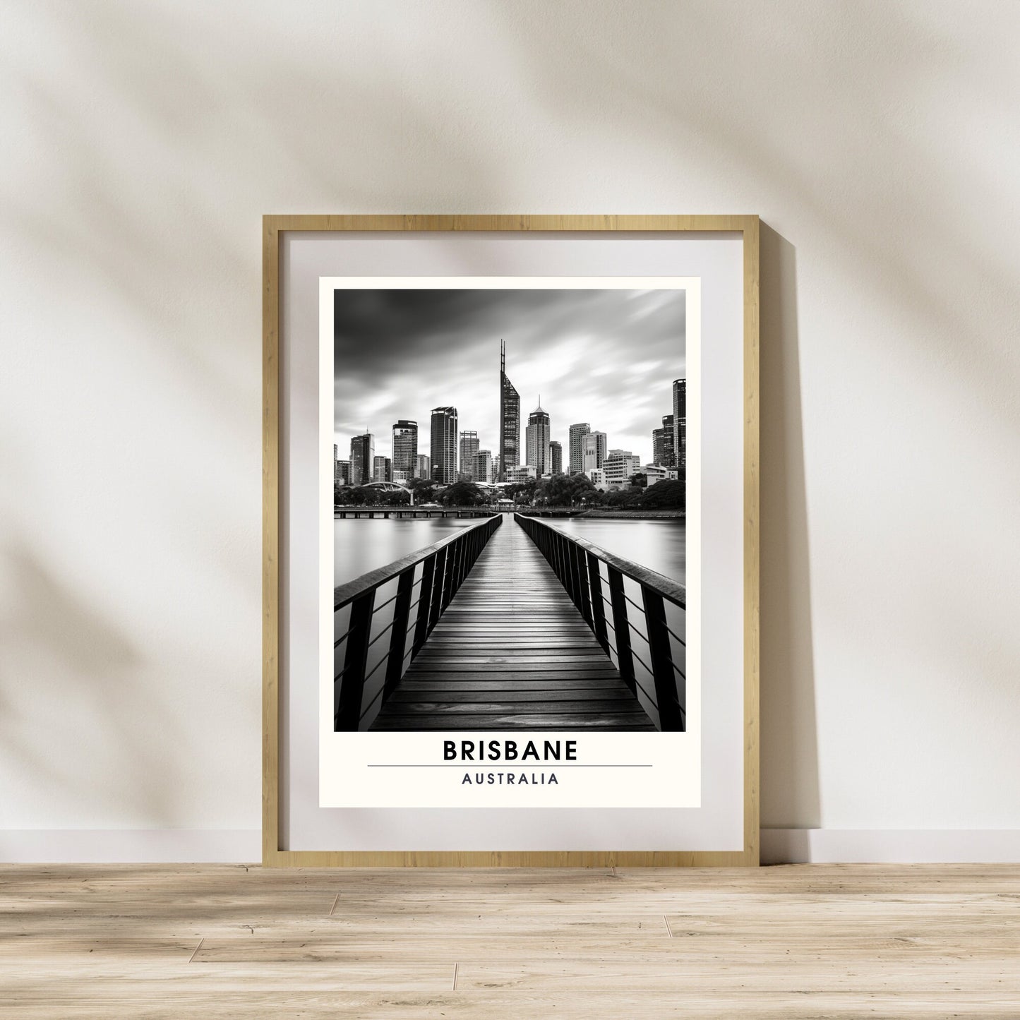 Affiche Brisbane | impression de voyage Brisbane | Impression Brisbane | Affiche Australie | Affiche Noir et blanc