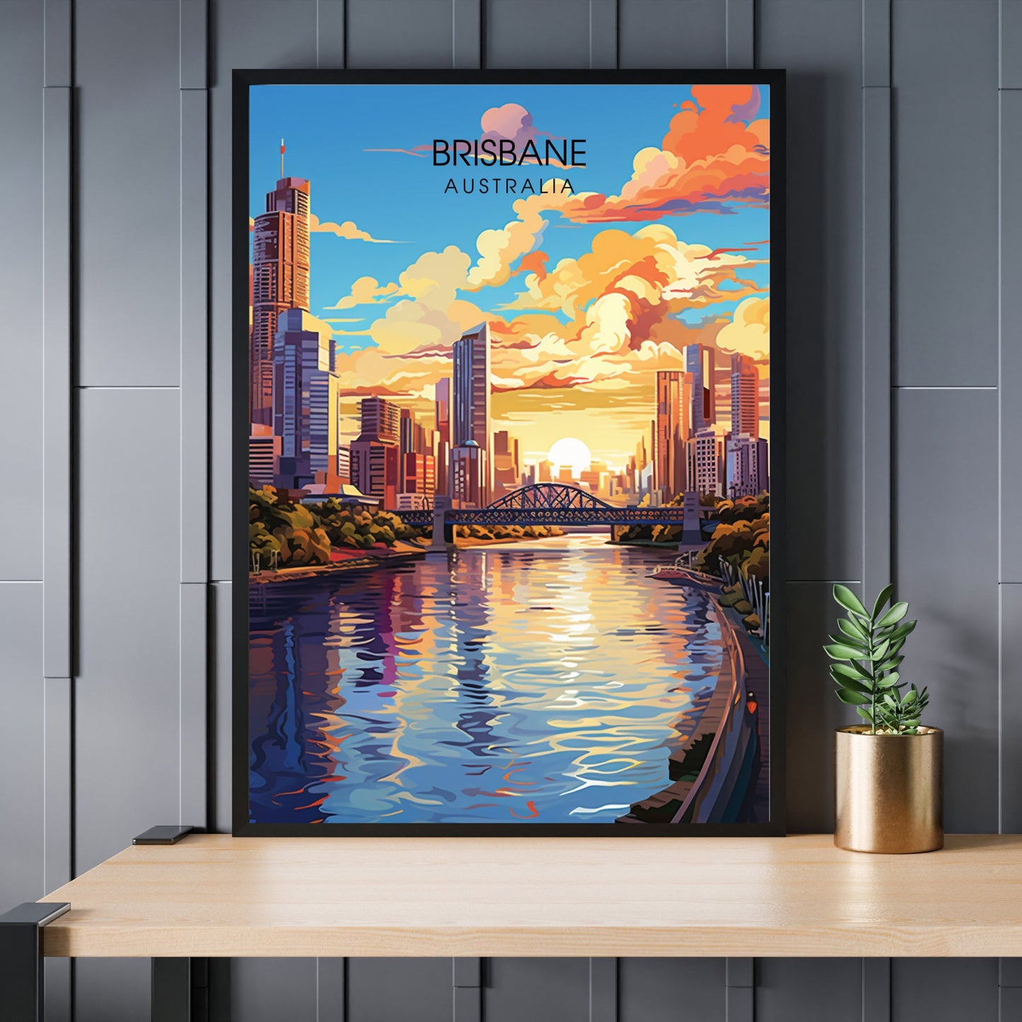 Affiche Brisbane | impression de voyage Brisbane | Impression Brisbane | Affiche Australie | Affiche de voyage