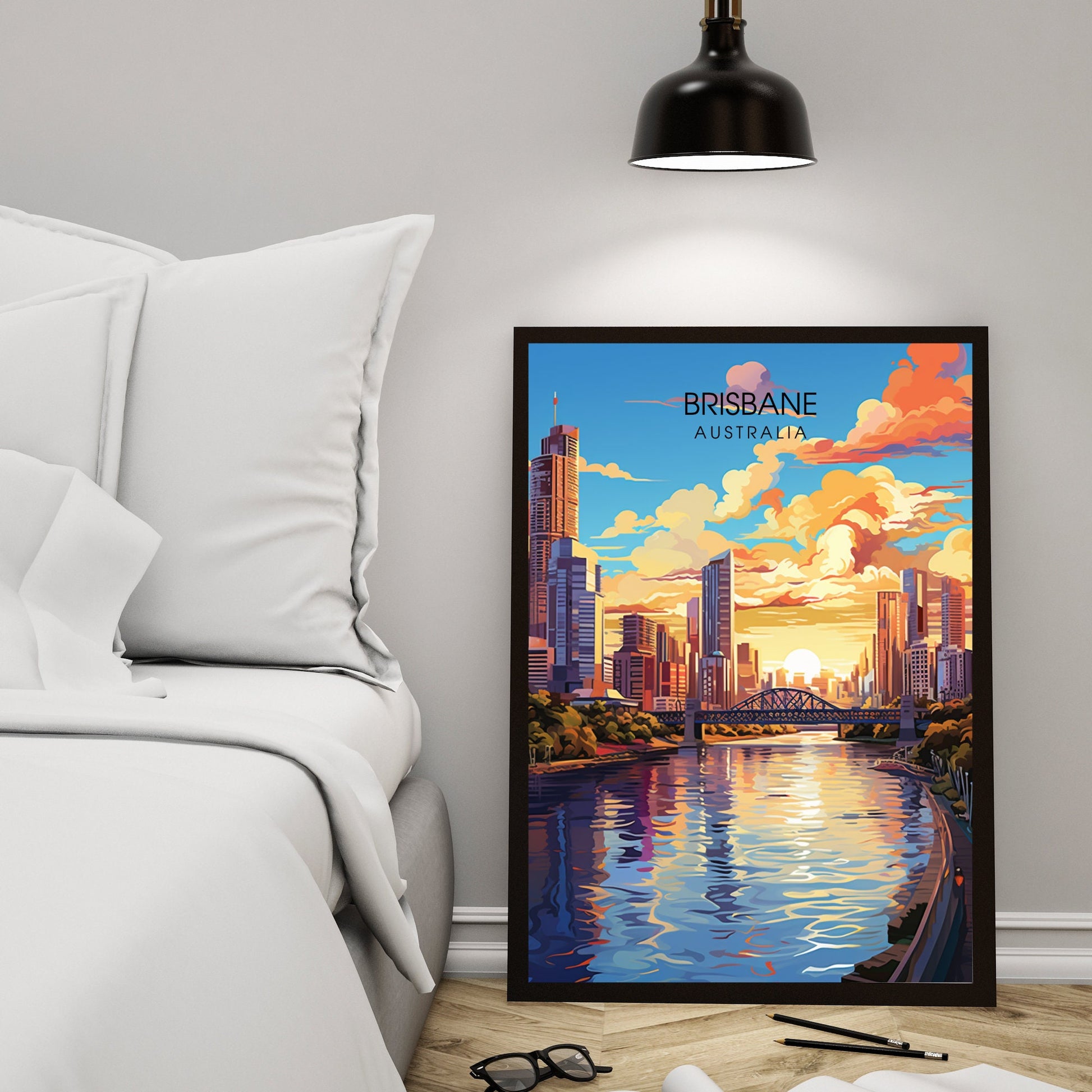 Affiche Brisbane | impression de voyage Brisbane | Impression Brisbane | Affiche Australie | Affiche de voyage