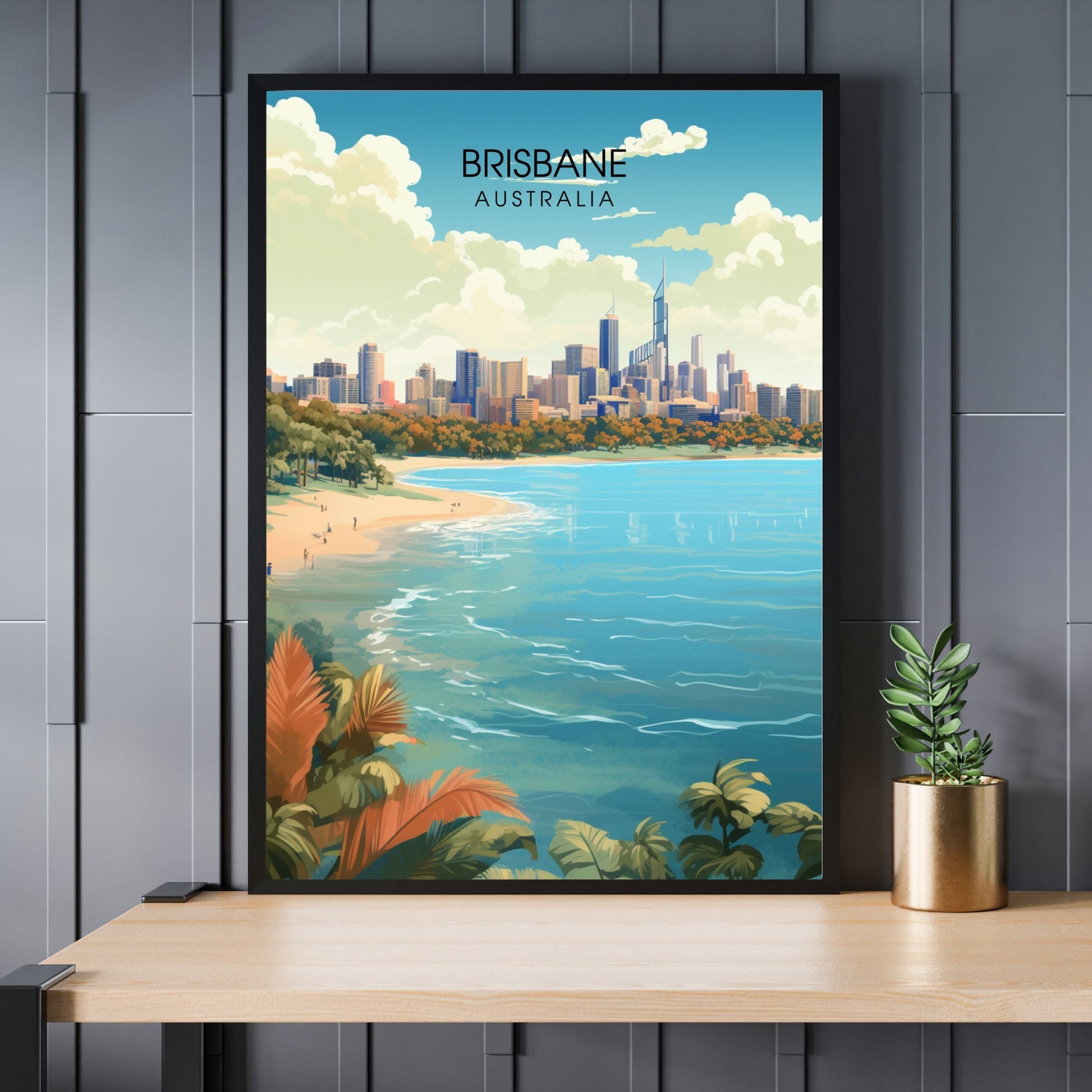 Affiche Brisbane | impression de voyage Brisbane | Impression Brisbane | Affiche Australie | Affiche de voyage