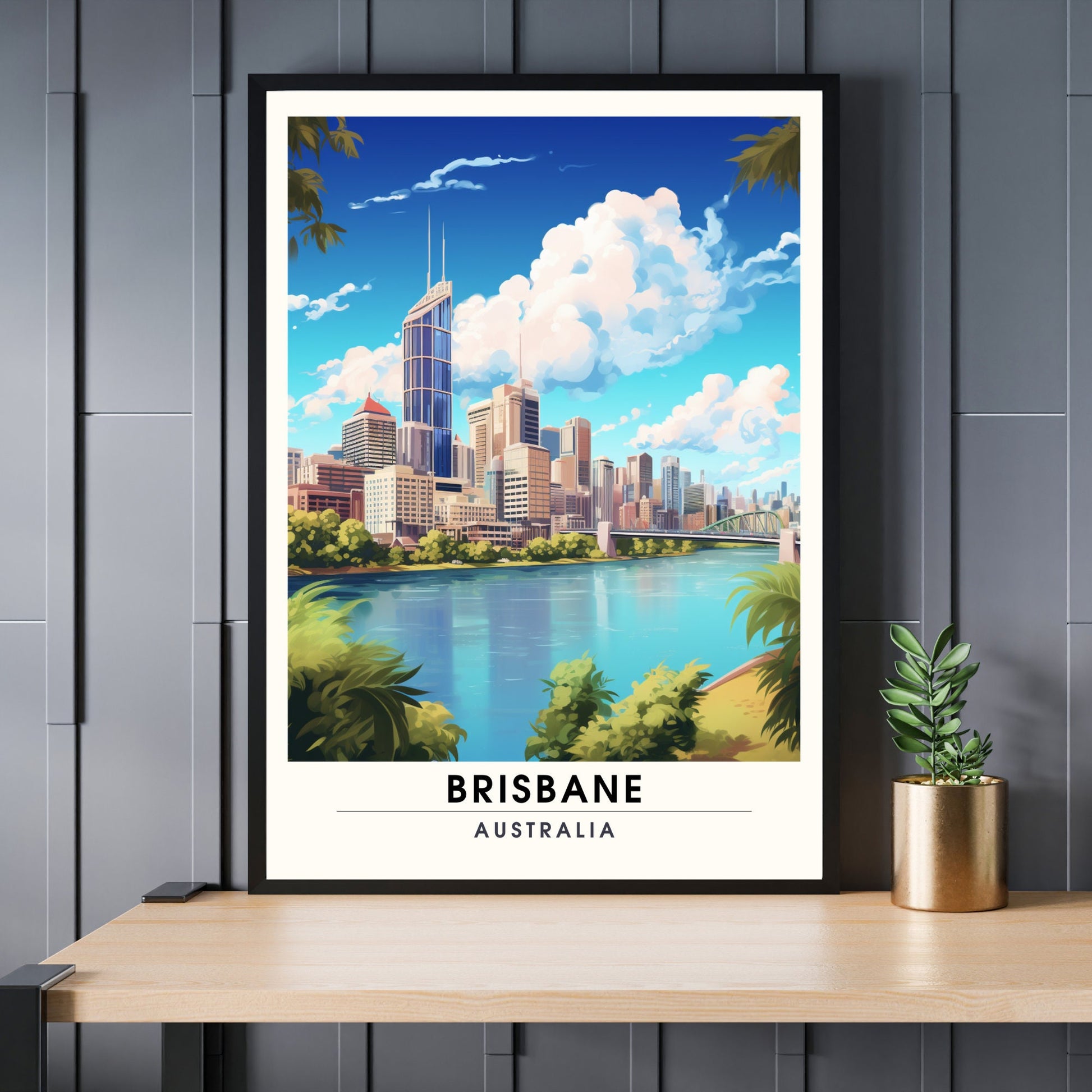 Affiche Brisbane | impression de voyage Brisbane | Impression Brisbane | Affiche Australie | Affiche de voyage