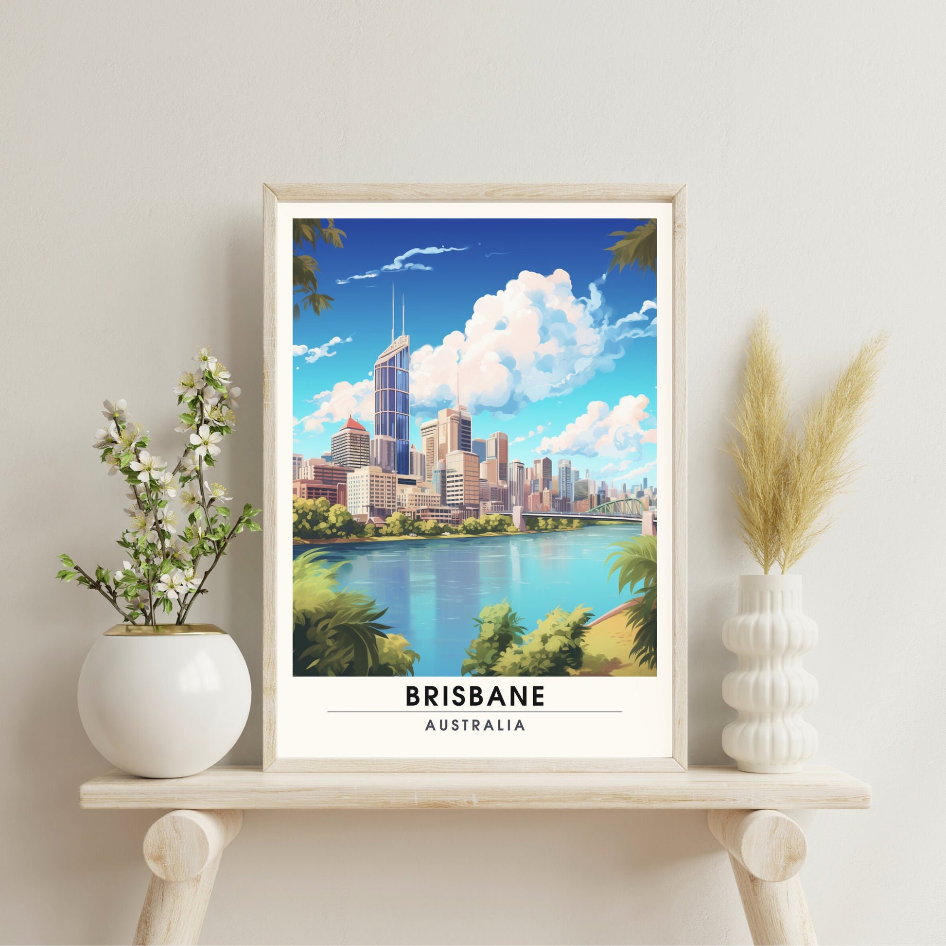 Affiche Brisbane | impression de voyage Brisbane | Impression Brisbane | Affiche Australie | Affiche de voyage