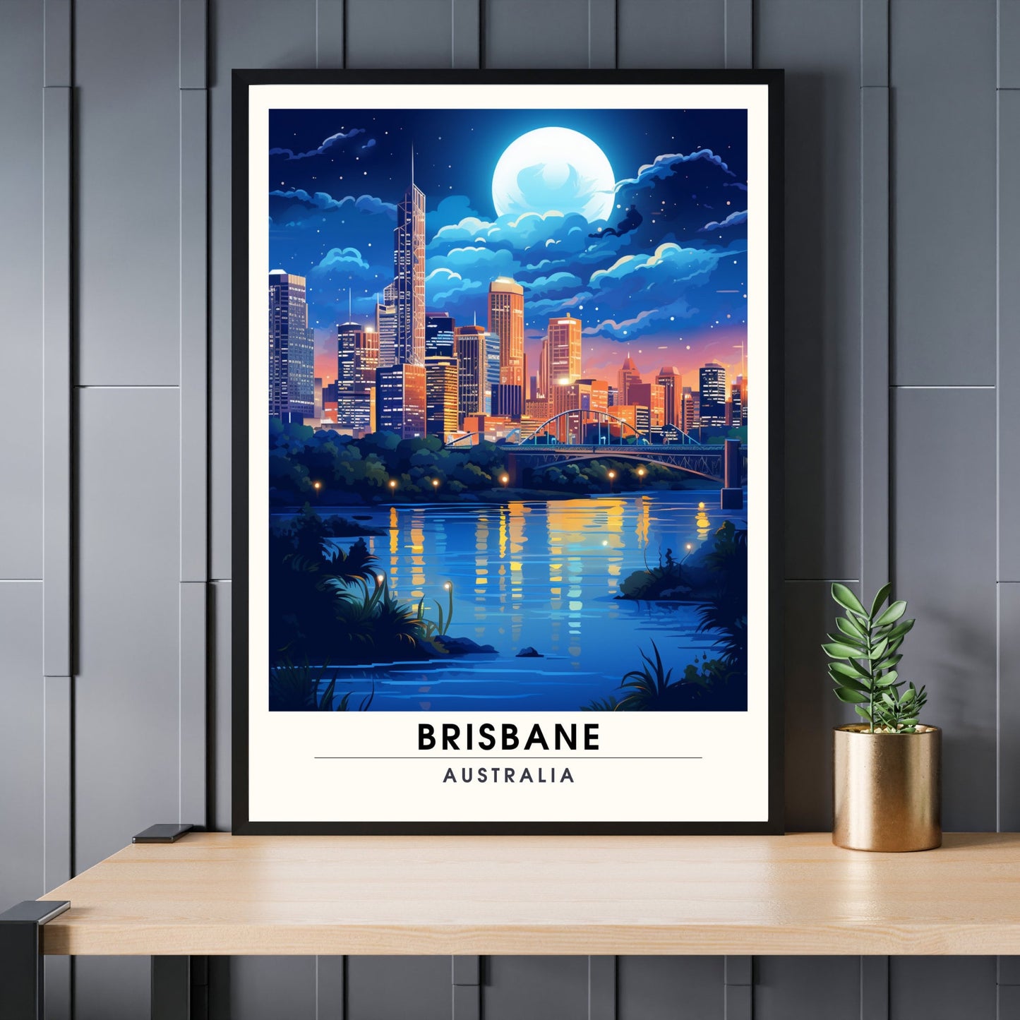 Affiche Brisbane | impression de voyage Brisbane | Impression Brisbane | Affiche Australie | Affiche de voyage