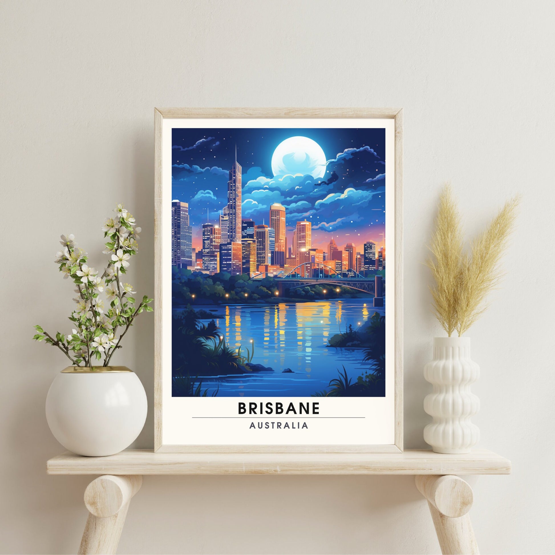 Affiche Brisbane | impression de voyage Brisbane | Impression Brisbane | Affiche Australie | Affiche de voyage