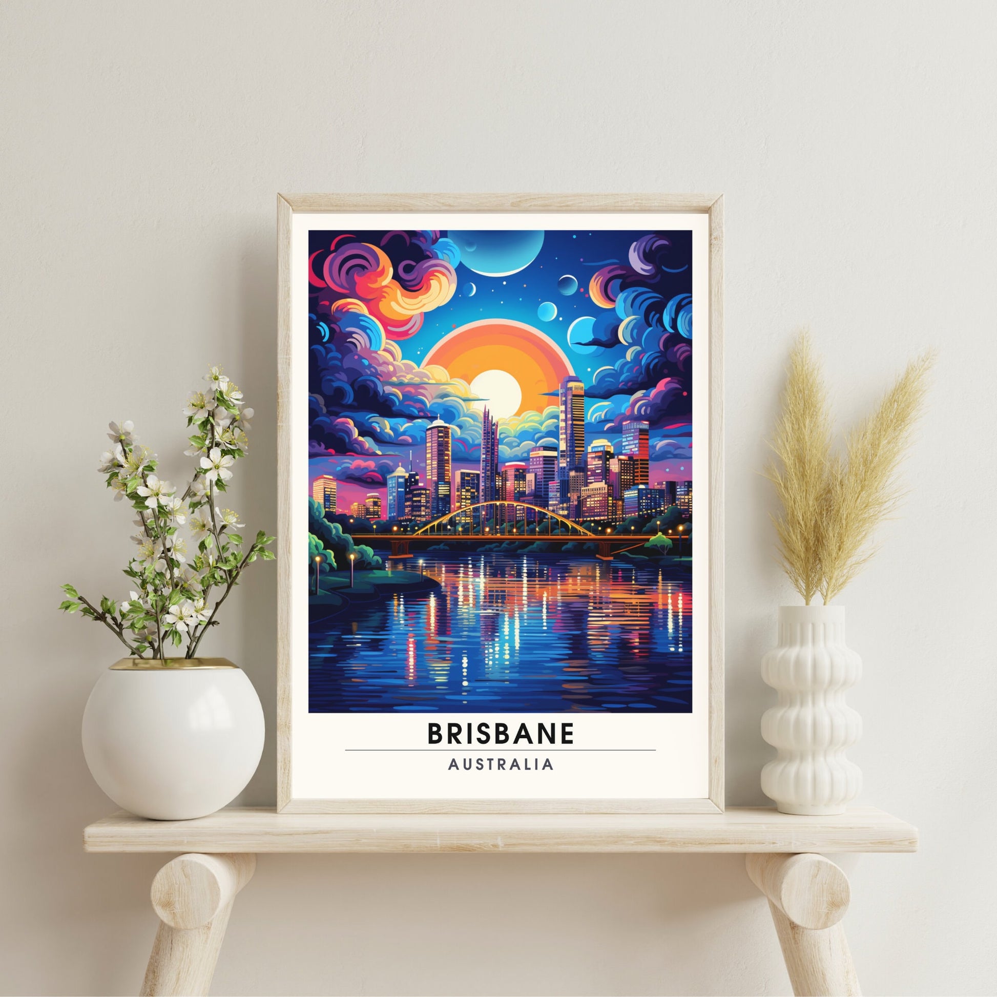 Affiche Brisbane | impression de voyage Brisbane | Impression Brisbane | Affiche Australie | Affiche de voyage