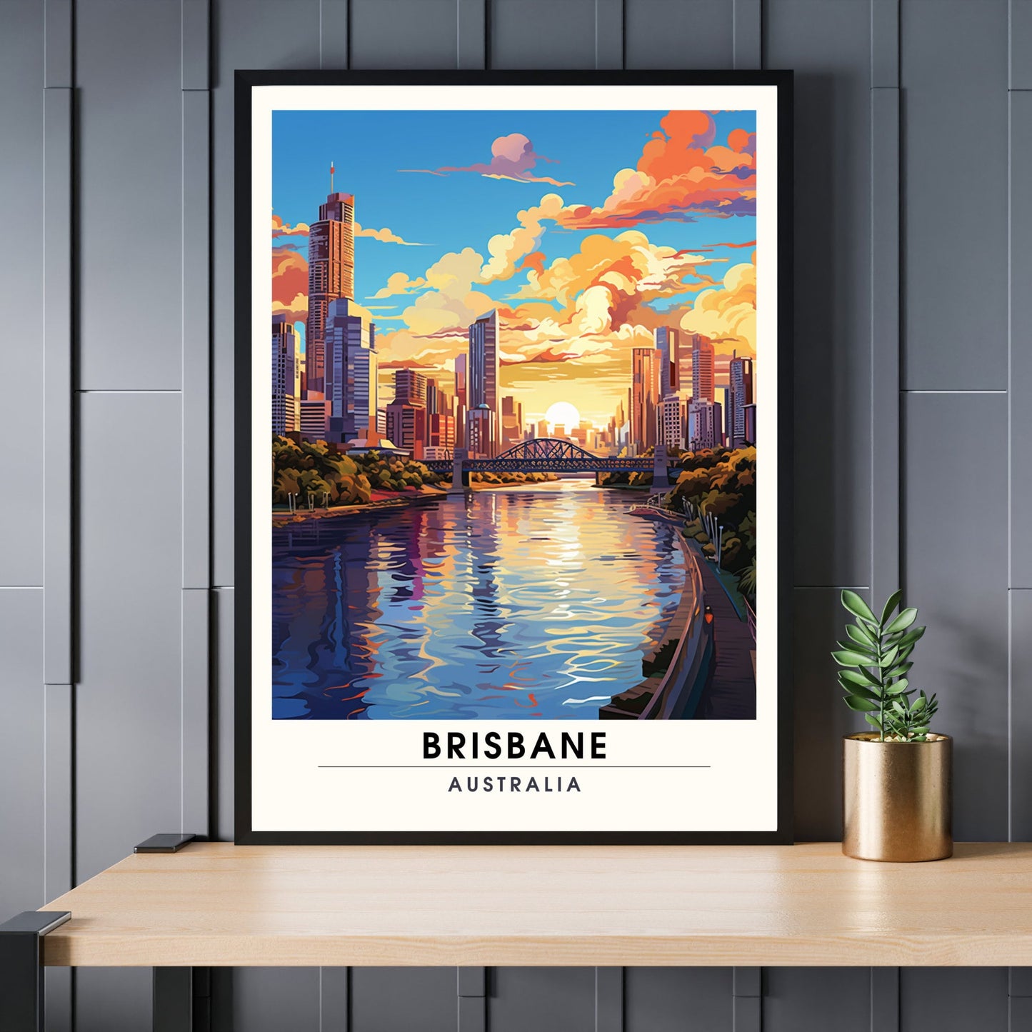 Affiche Brisbane | impression de voyage Brisbane | Impression Brisbane | Affiche Australie | Affiche de voyage