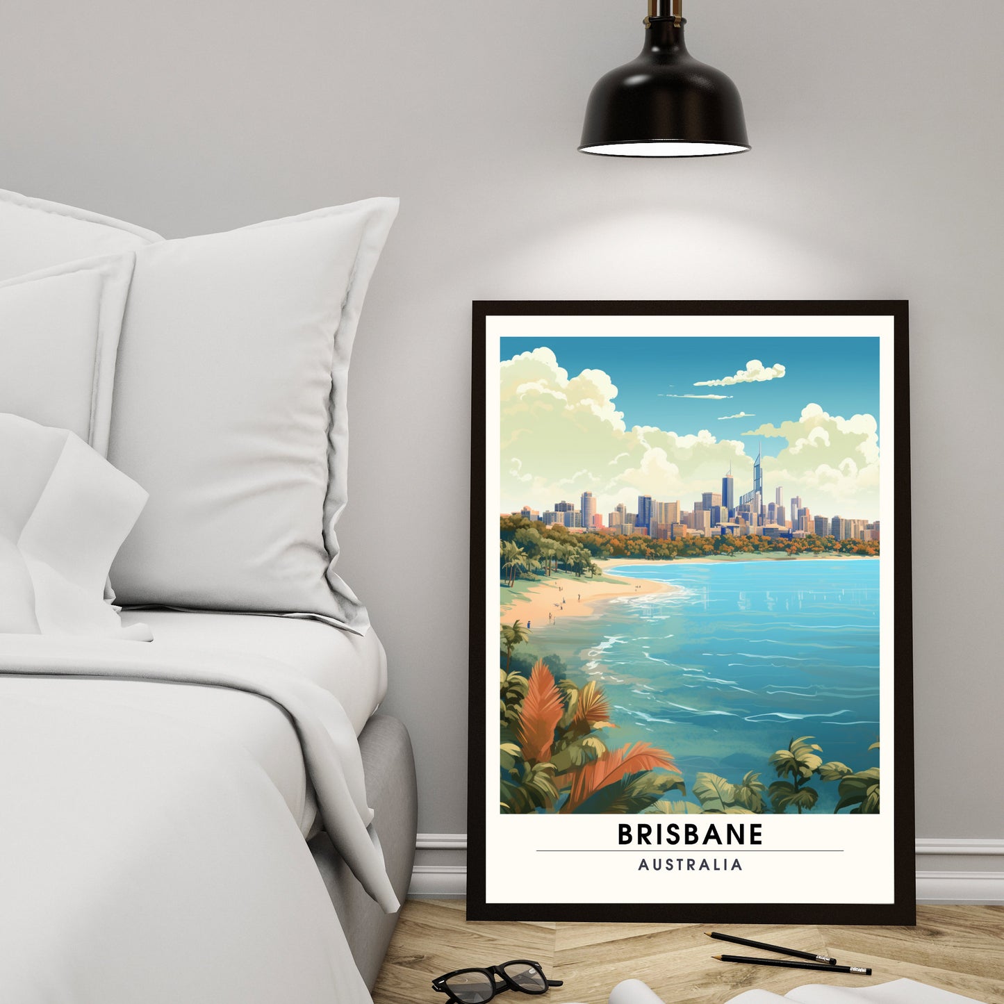 Affiche Brisbane | impression de voyage Brisbane | Impression Brisbane | Affiche Australie | Affiche de voyage