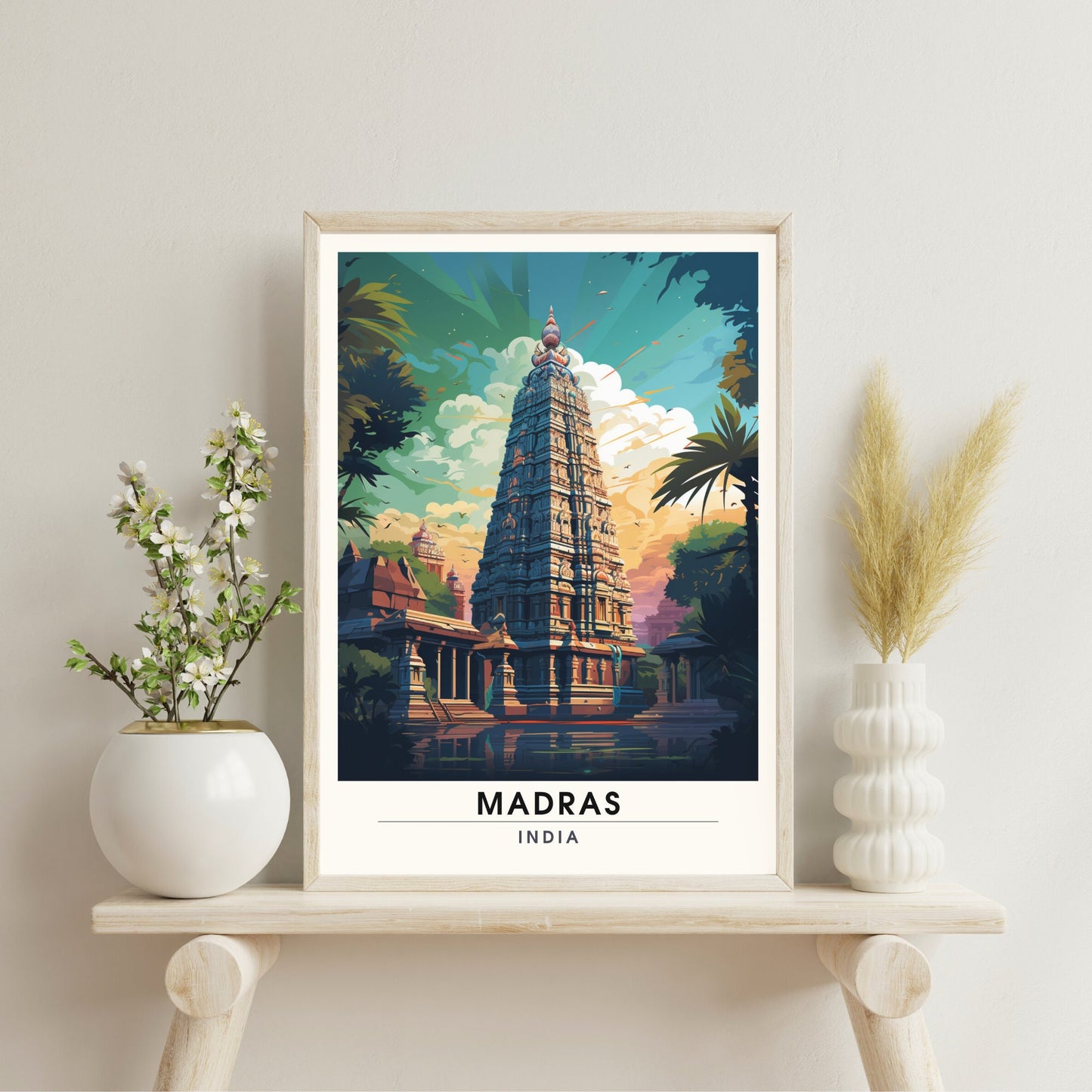 Affiche Madras | impression de voyage Madras | Impression Madras | Affiche Inde | Madras (Chennai)