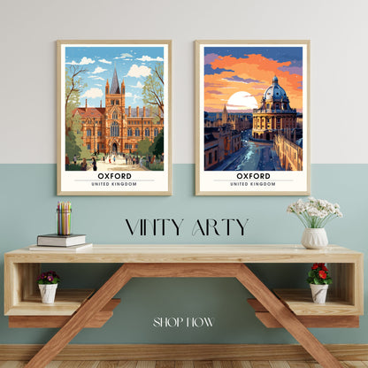 Affiche Oxford | impression de voyage Oxford | Impression Oxford | Affiche Royaume-Uni