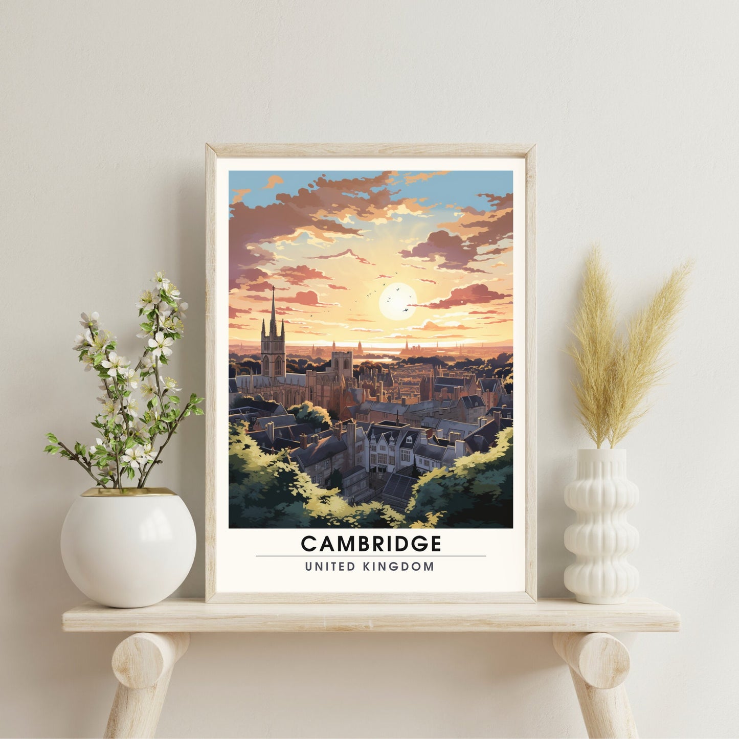 Affiche Cambridge | impression de voyage Cambridge | Impression Cambridge | Université de Cambridge