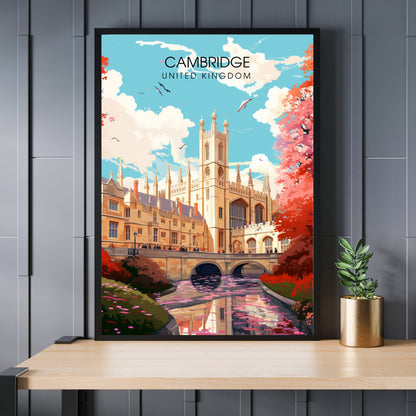 Affiche Cambridge | impression de voyage Cambridge | Impression Cambridge | Université de Cambridge