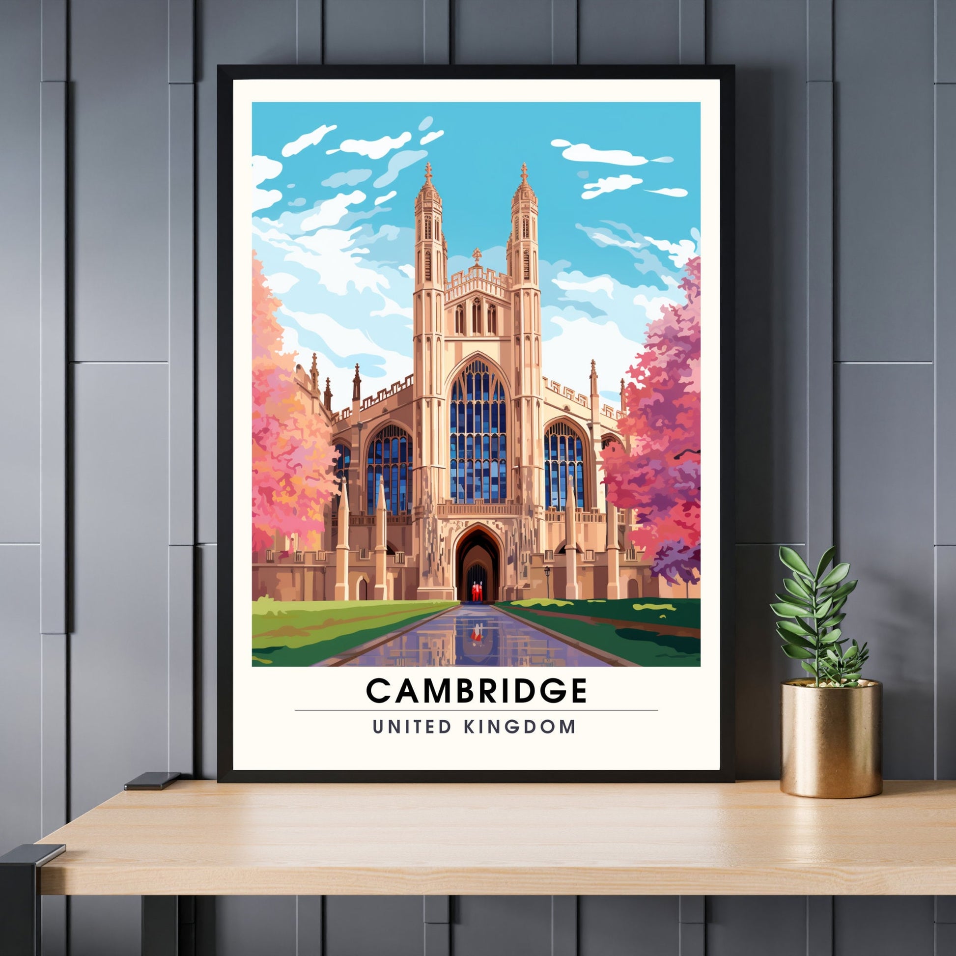 Affiche Cambridge | impression de voyage Cambridge | Impression Cambridge | Université de Cambridge