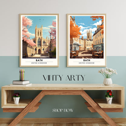 Affiche de Voyage Bath - Impression de voyage Bath - Impression Paysage Urbain Artistique - Collection Souvenirs du Royaume-Uni