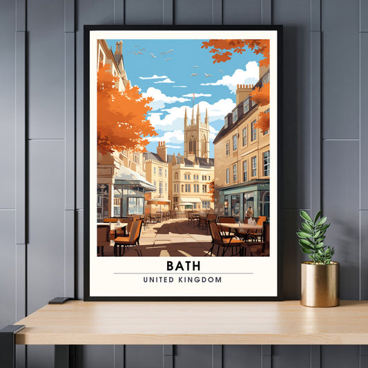 Affiche de Voyage Bath - Impression de voyage Bath - Impression Paysage Urbain Artistique - Collection Souvenirs du Royaume-Uni